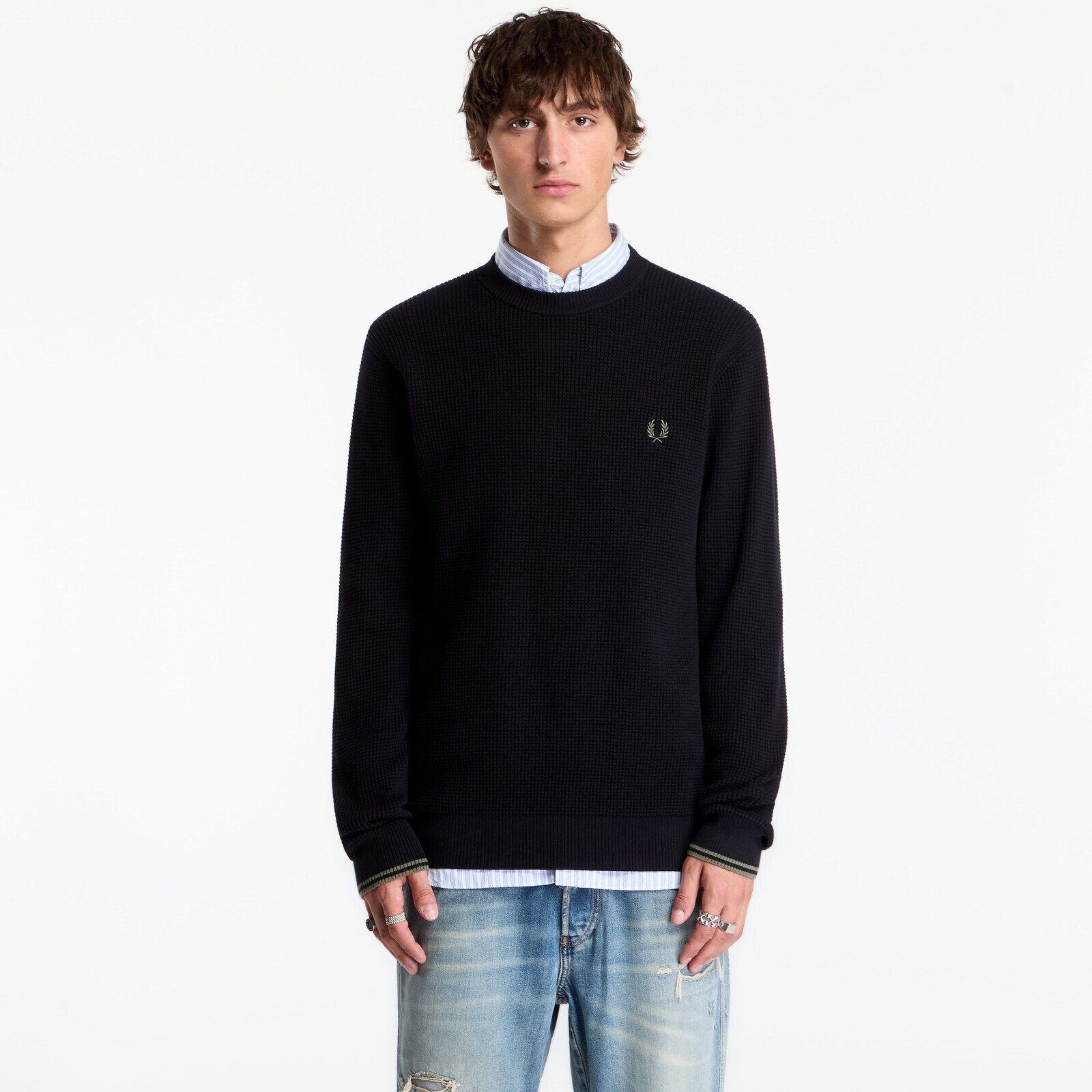 Sweater FRED PERRY Waffle Stitch Jumper Black L
