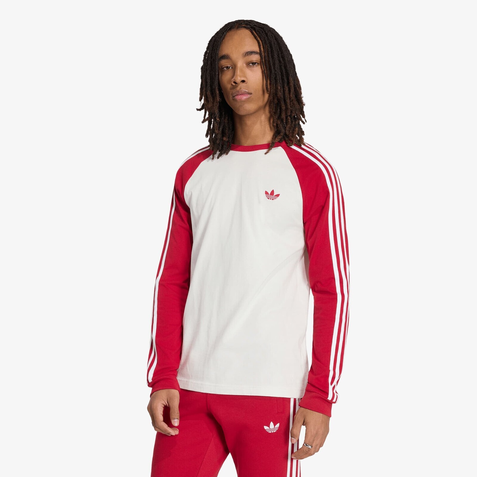 T-shirt adidas 3-STRIPES Long-Sleeve Top Cloud White/ Team Victory Red S