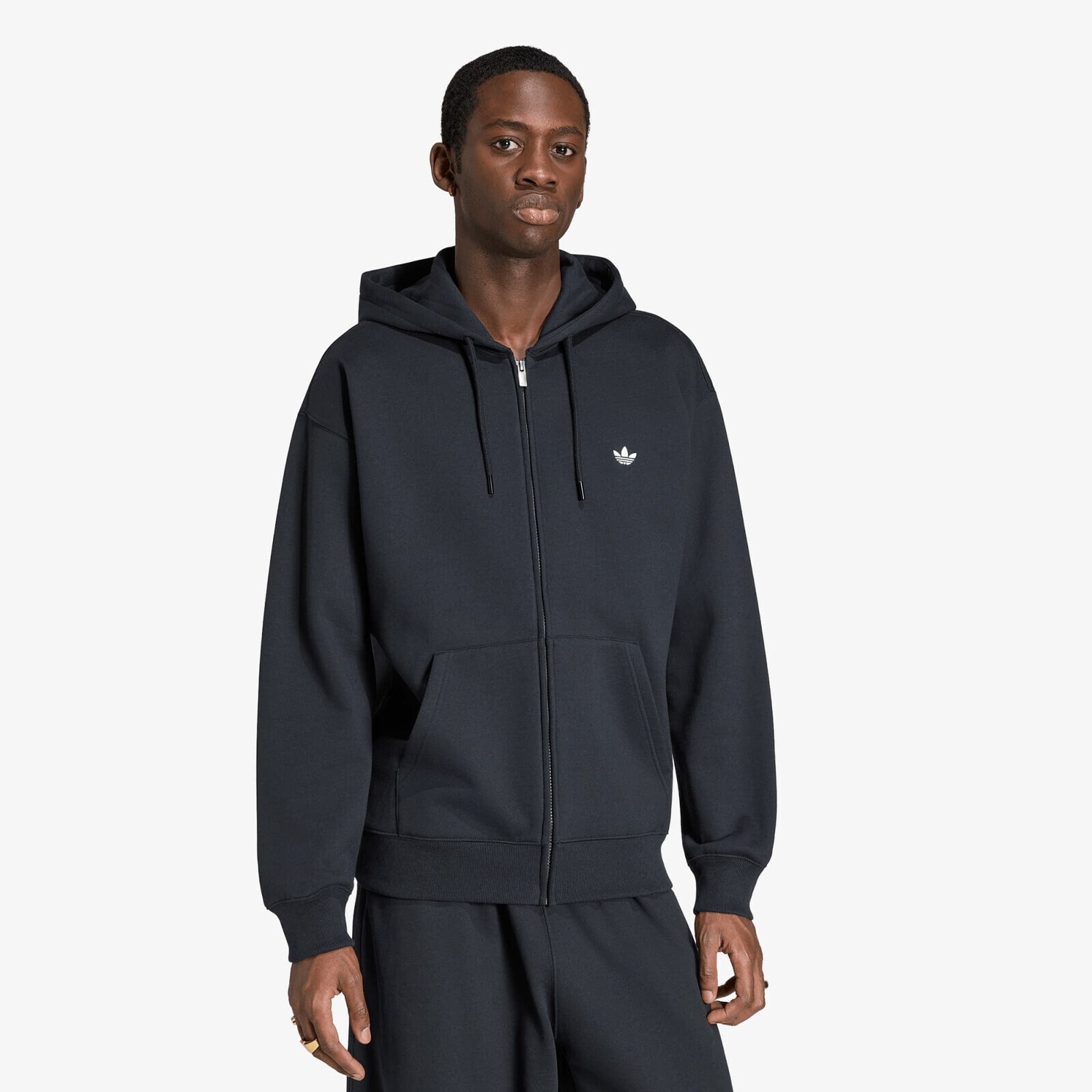 Sweatshirt adidas Trefoil Essentials Loose Full ZIP Hoodie Black M