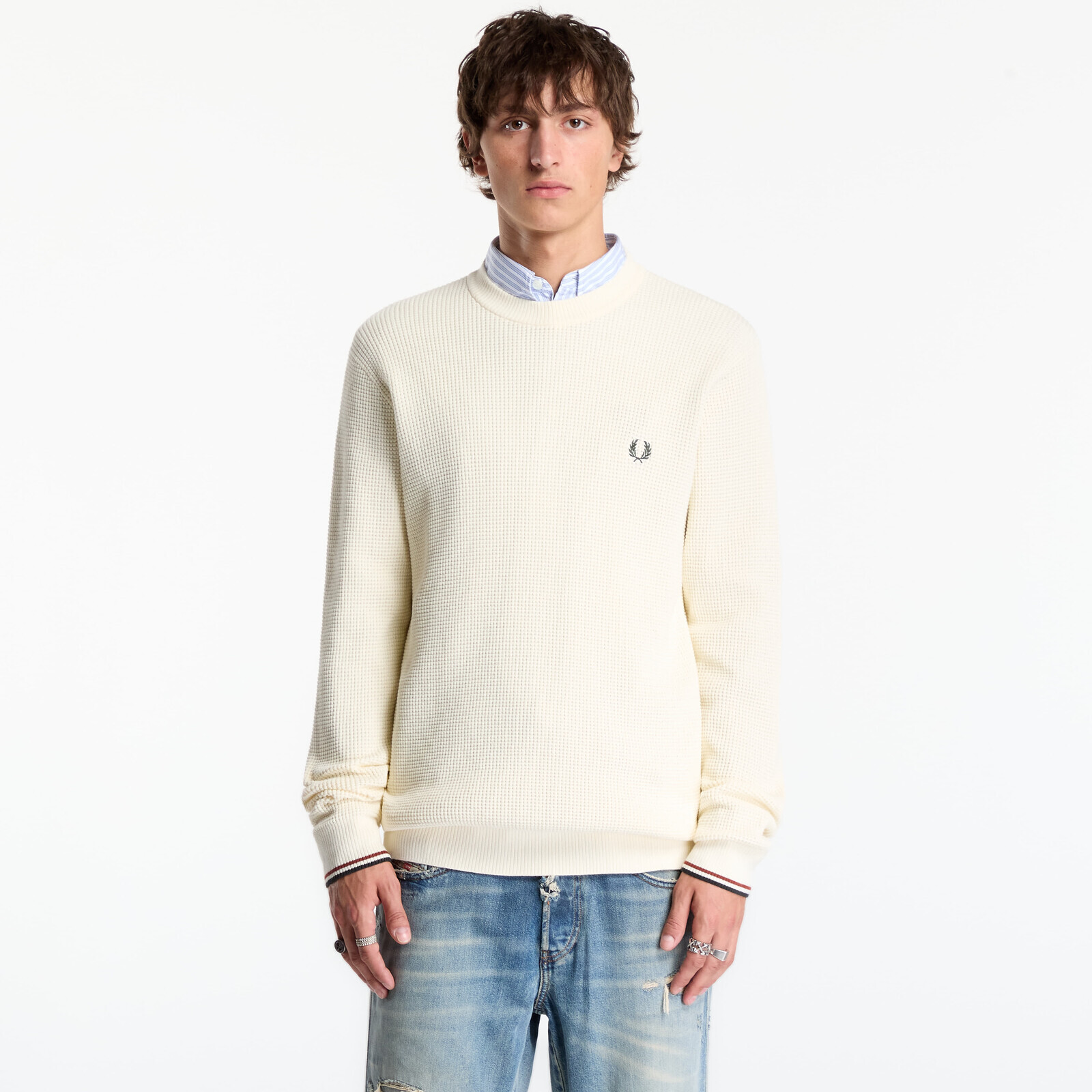 Sweater FRED PERRY Waffle Stitch Jumper Ecru M