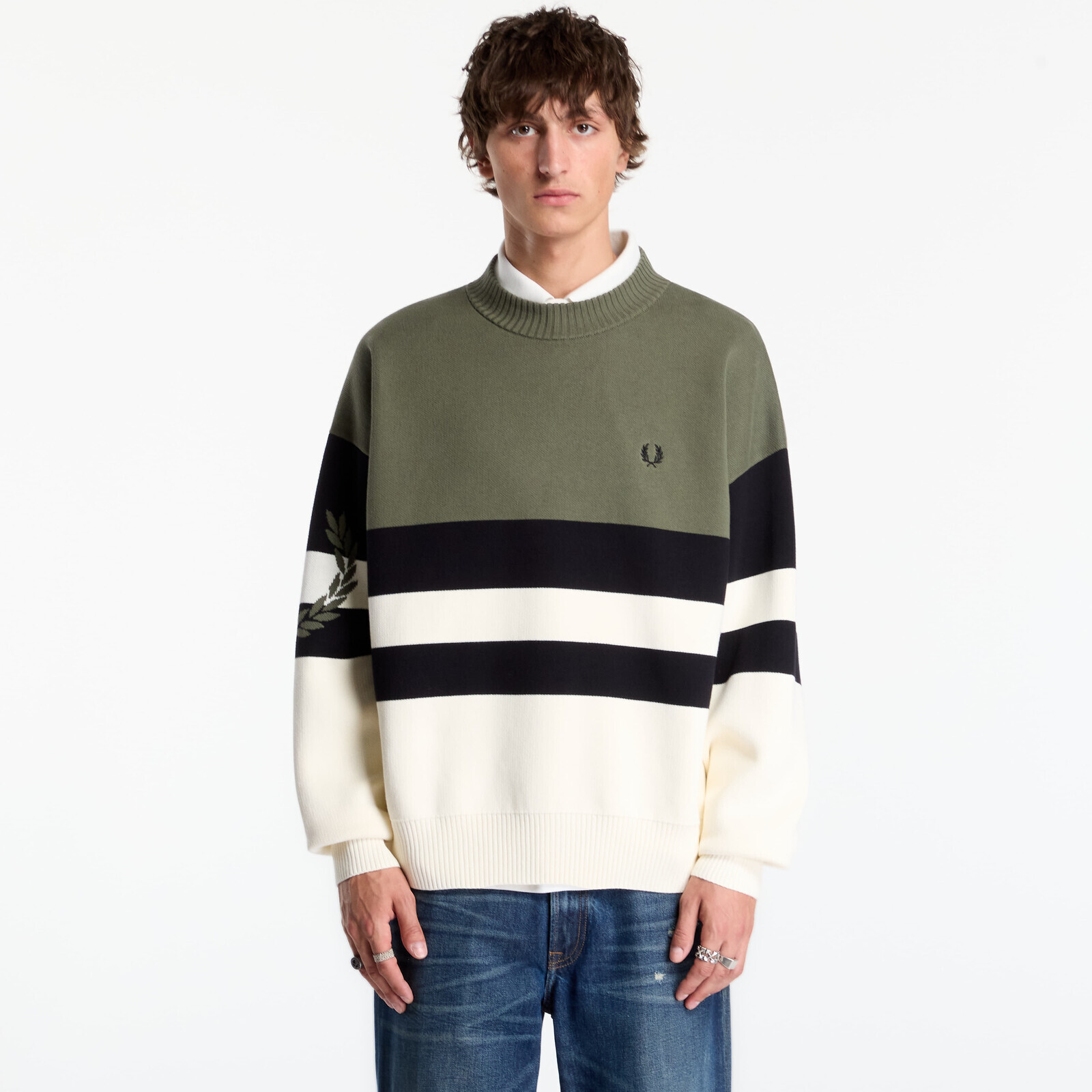Sweater FRED PERRY Tipped Graphic Jumper Lrl Wrth Green XL