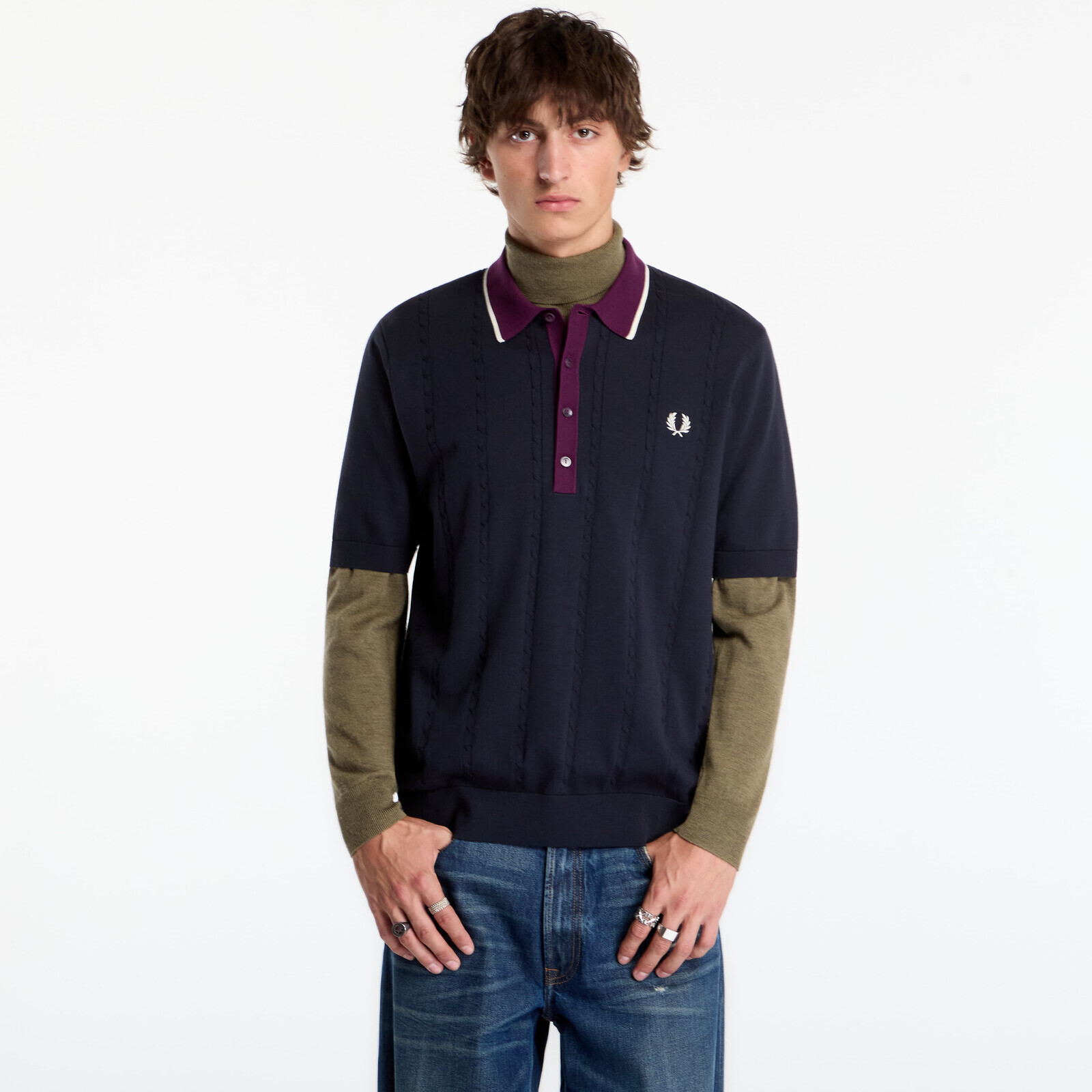 T-shirt FRED PERRY Cable Knit Shirt Navy L