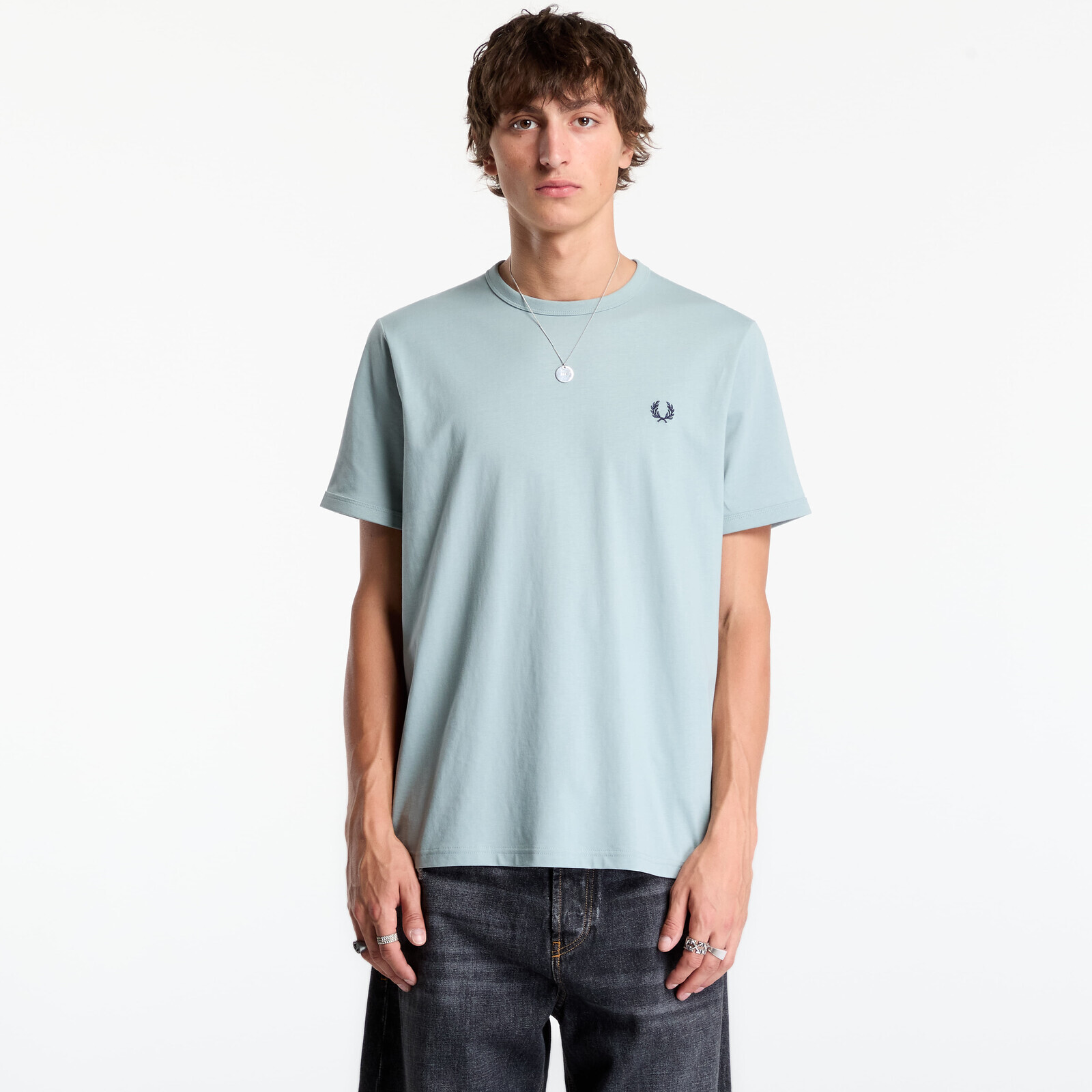 T-shirt FRED PERRY Ringer T-shirt Silver Blue XL