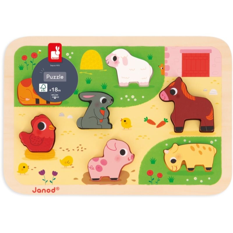 Janod Chunky Farm Puzzle activity puzzle toy 18m+ 7 pc