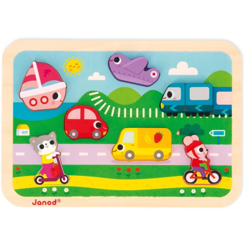 Janod Chunky Puzzle Vehicles activity puzzle toy 18m+ 7 pc