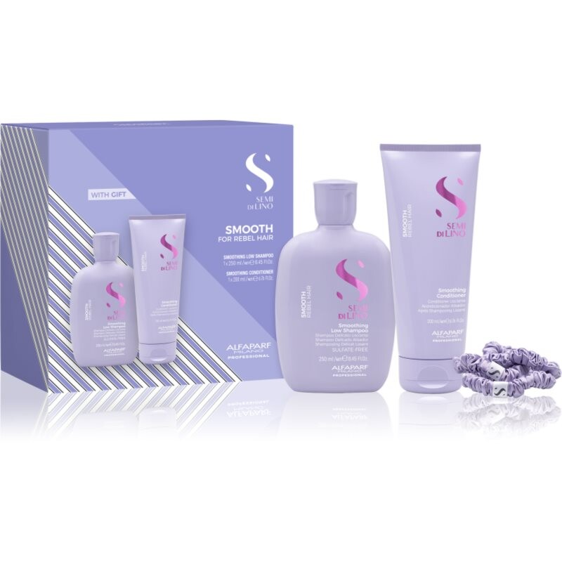 Alfaparf Milano Semi di Lino Smooth Duo Kit gift set for unruly and frizzy hair 3 pc