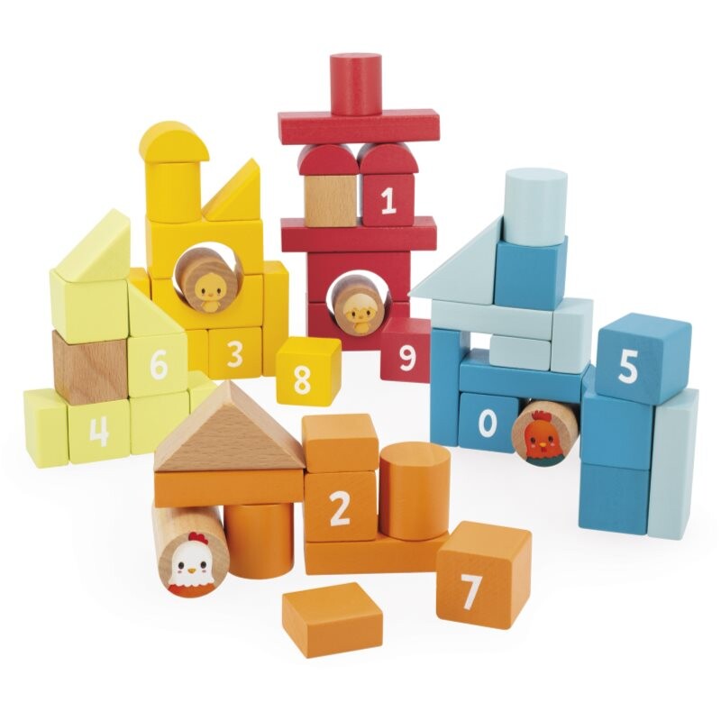 Janod Farm Construction Barrel cubes wooden 12m+ 56 pc