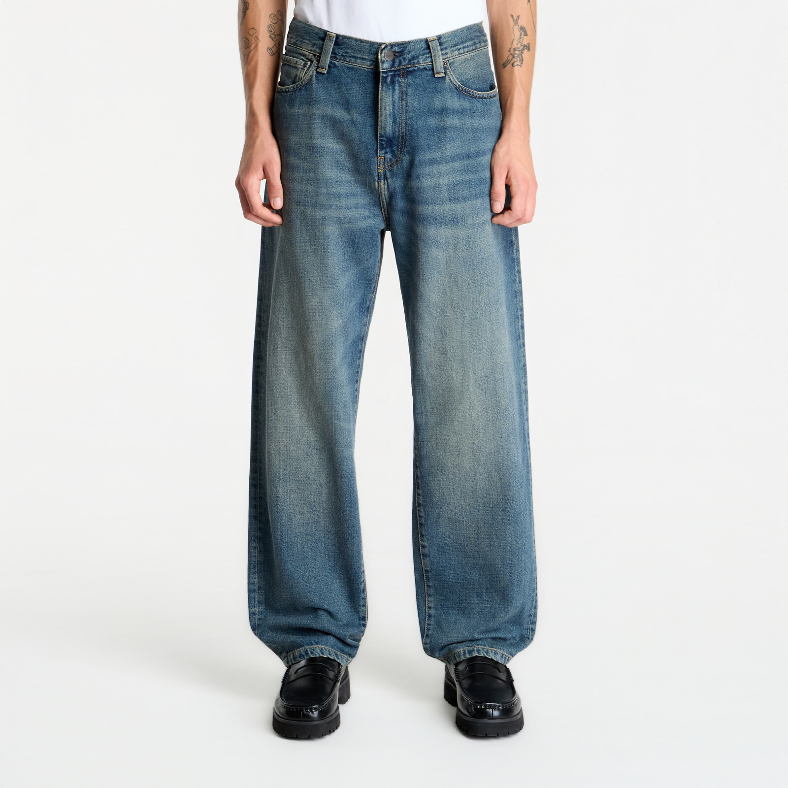 Pants Carhartt WIP Aaron Pant Blue Worn Used Wash 33