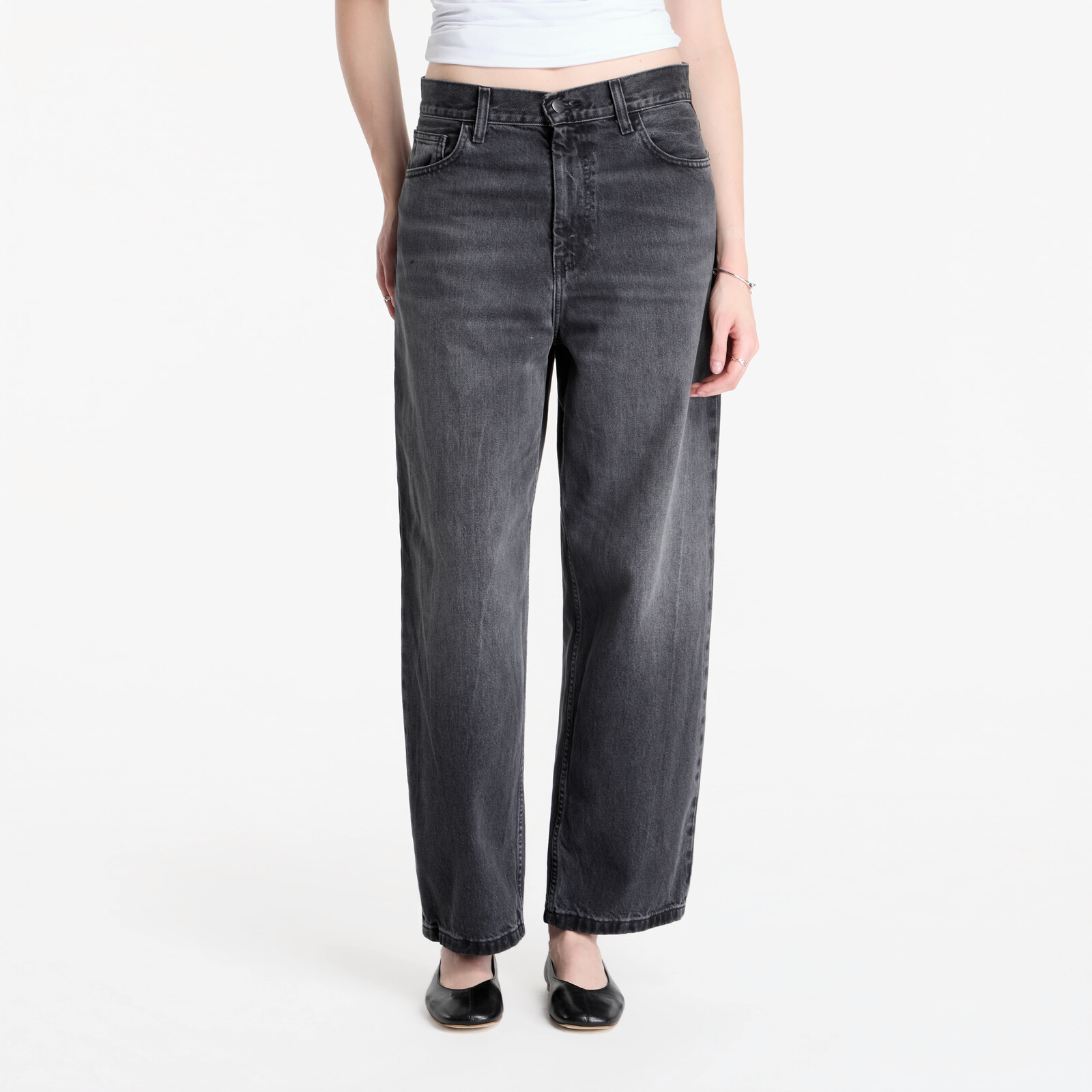 Pants Carhartt WIP W' Brandon Pant Black Marble Used Wash L