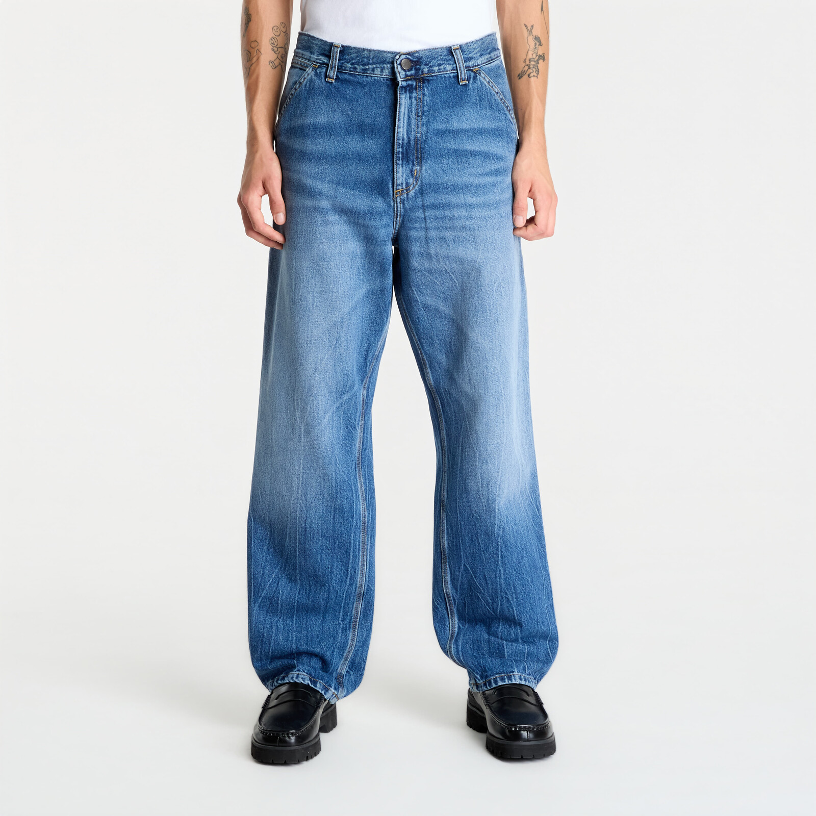 Pants Carhartt WIP Single Knee Pant Blue Marble Used Wash 31