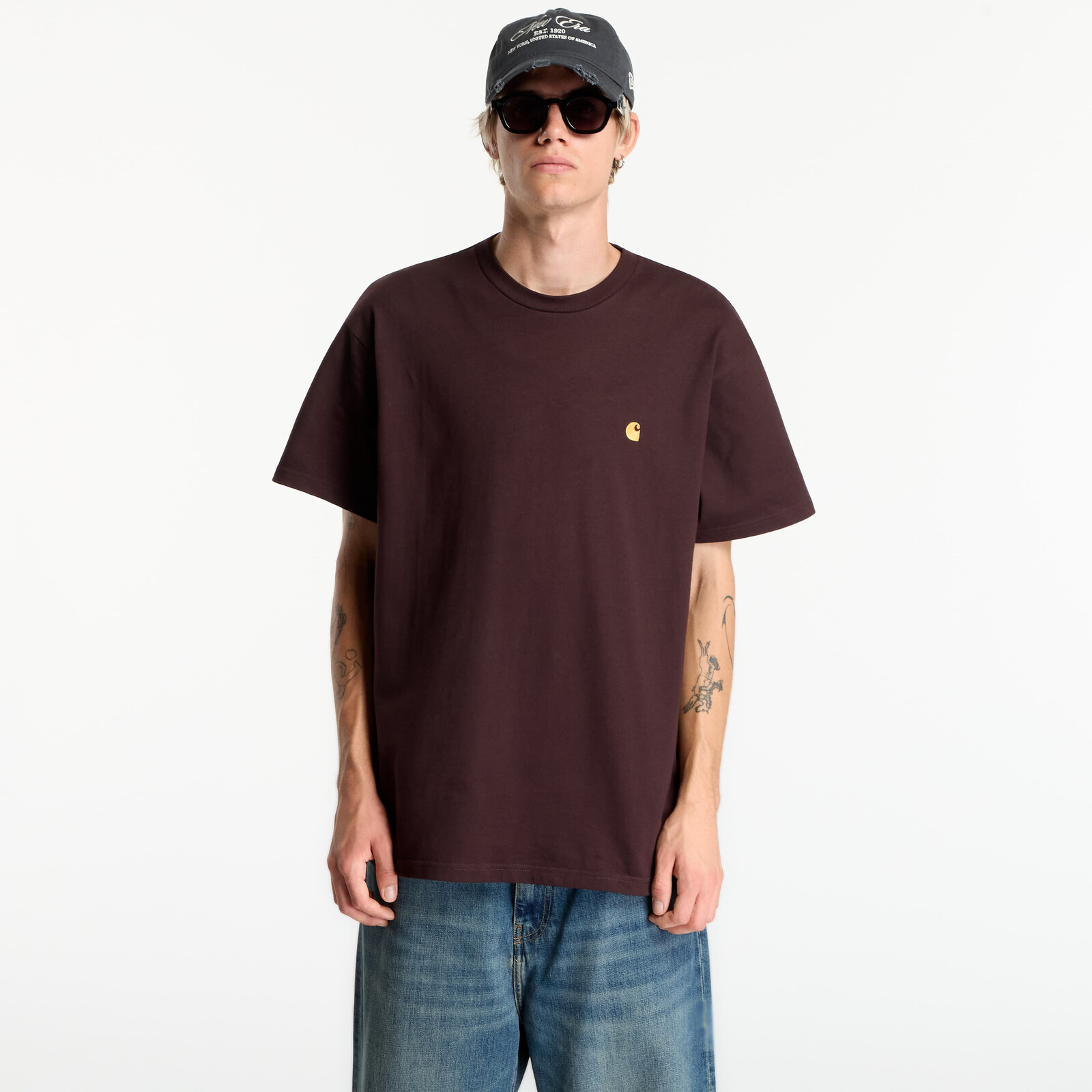 T-shirt Carhartt WIP S/S Chase T-Shirt UNISEX Palisander/ Gold L