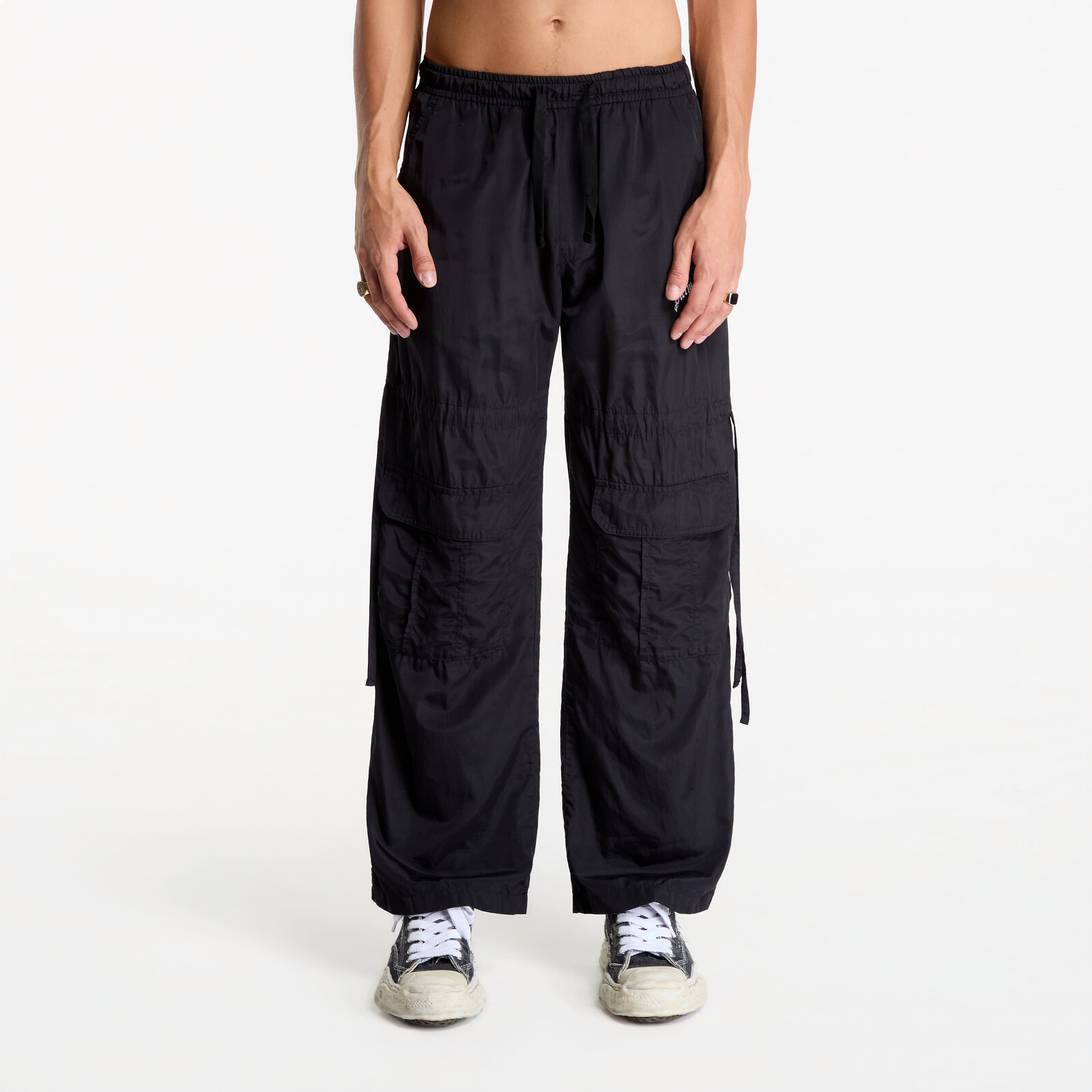 Pants Palm Angels Curved Logo Draws Cargo Pants Black/ Off White XL