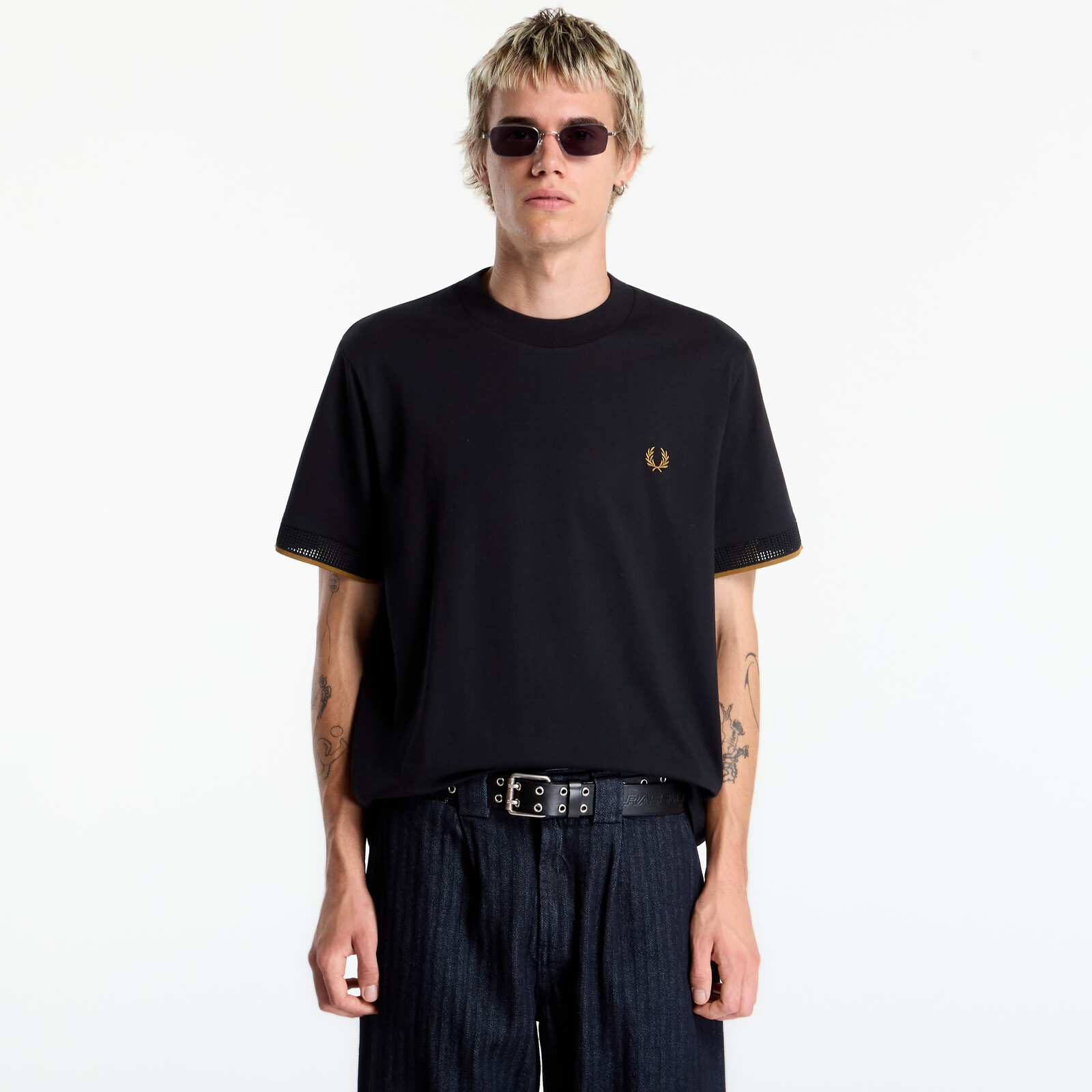 T-shirt FRED PERRY Mesh Cuff Tshirt Black S