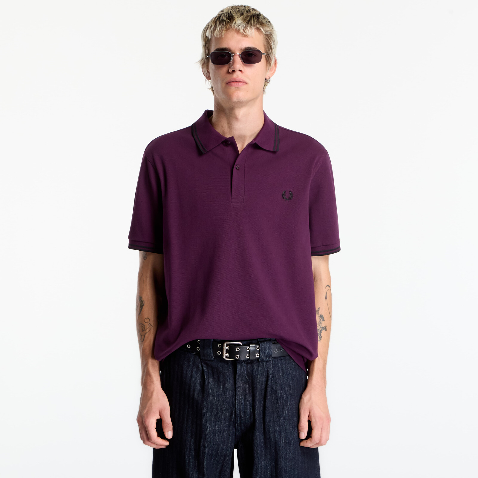 T-shirt FRED PERRY Twin Tipped Fred Perry Shirt Plum/Black S