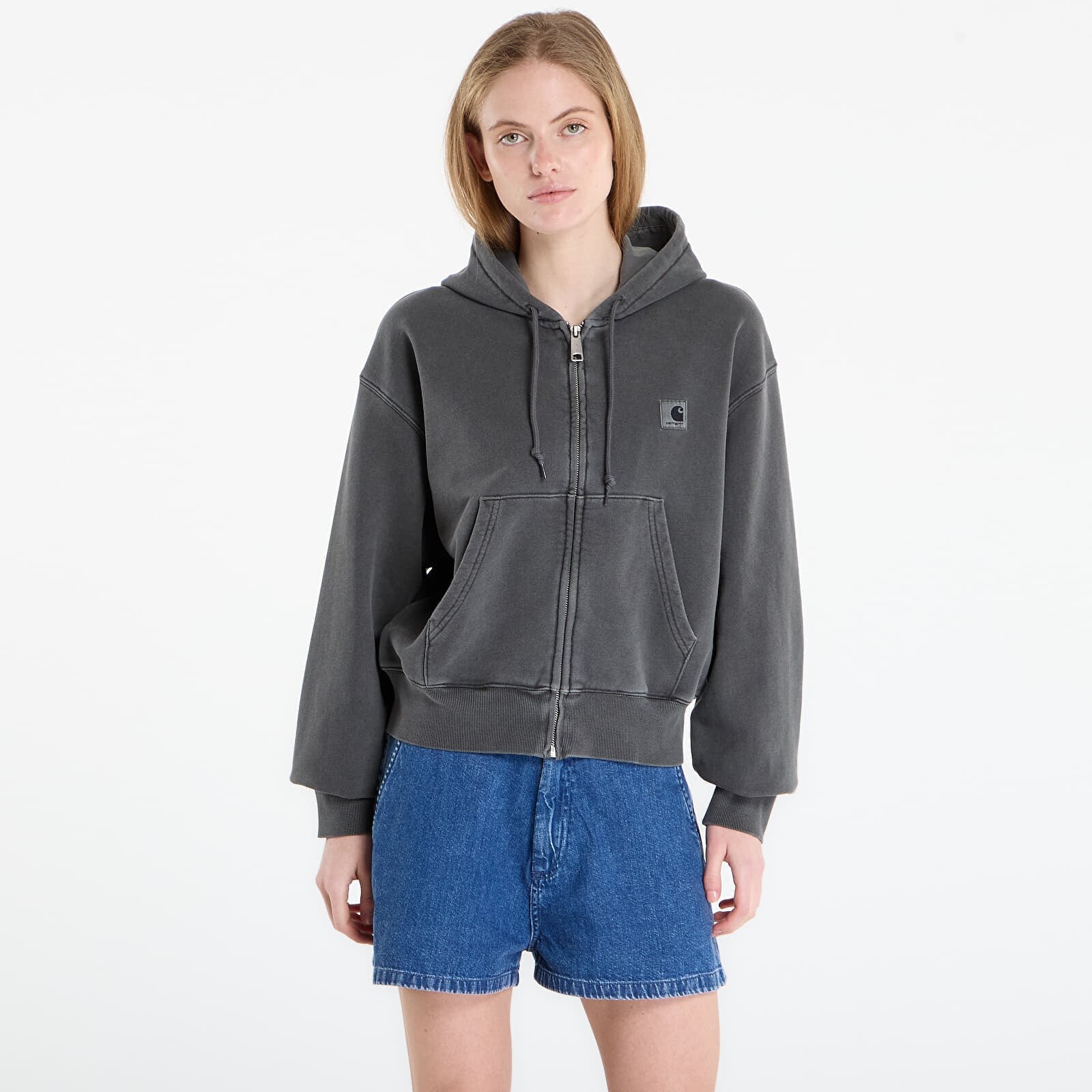 Sweatshirt Carhartt WIP W' Hooded Nelson Jacket Black Garment Dyed S