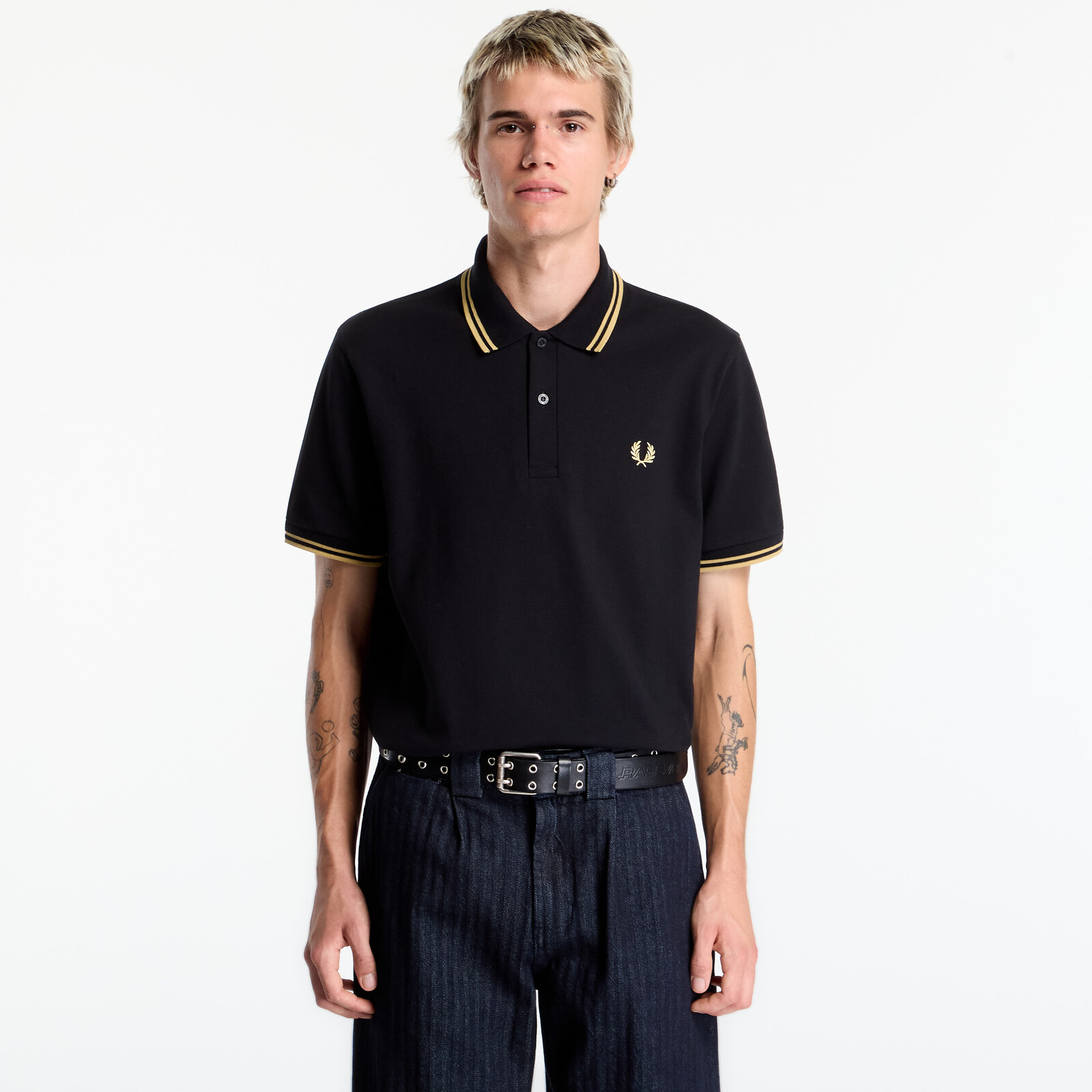 T-shirt FRED PERRY Twin Tipped Fred Perry Shirt Black/ Champagne 40