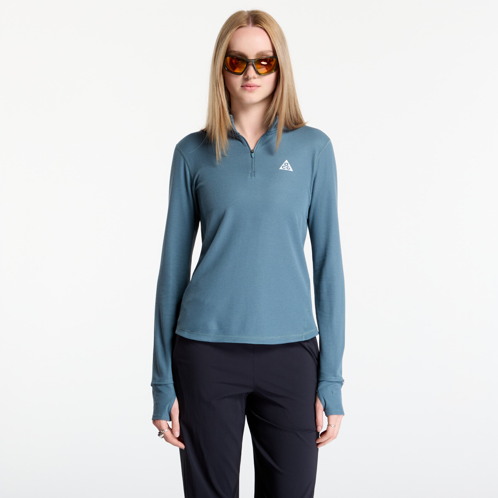 T-shirt Nike ACG Women's Dri-FIT 1/2-Zip Trail Running Top Mineral Slate/ Summit White S