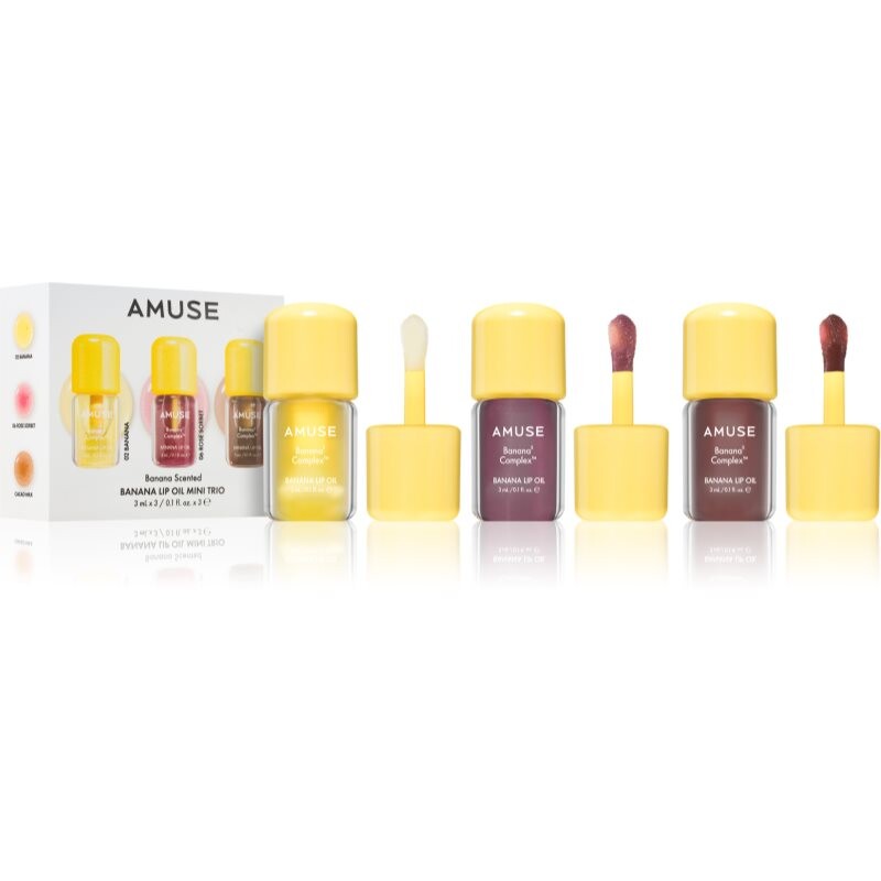 AMUSE Banana Lip Oil Mini Trio gift set for lips
