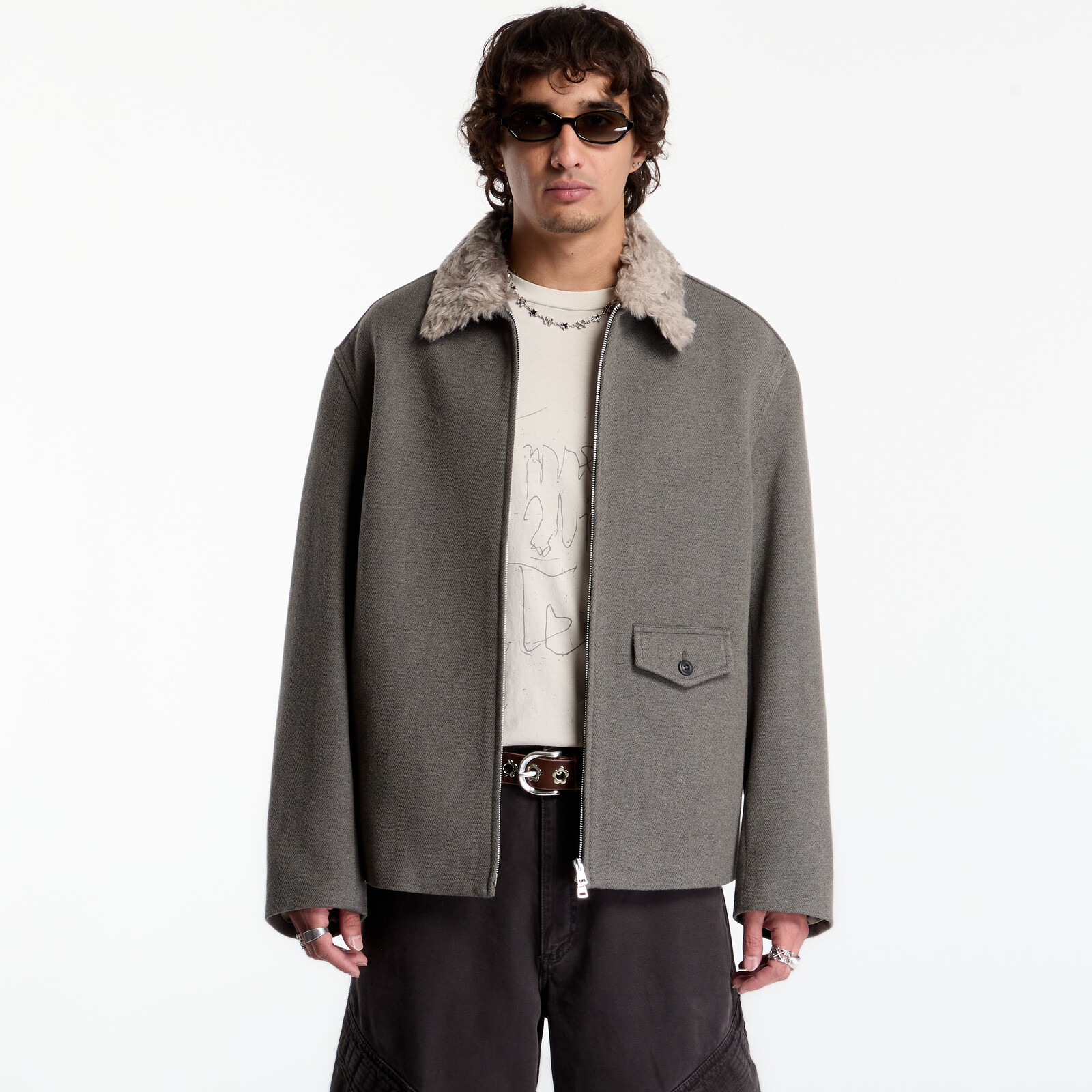 Coat OUR LEGACY Evolved Jacket Night Pine Fishbone Bound Wool 52