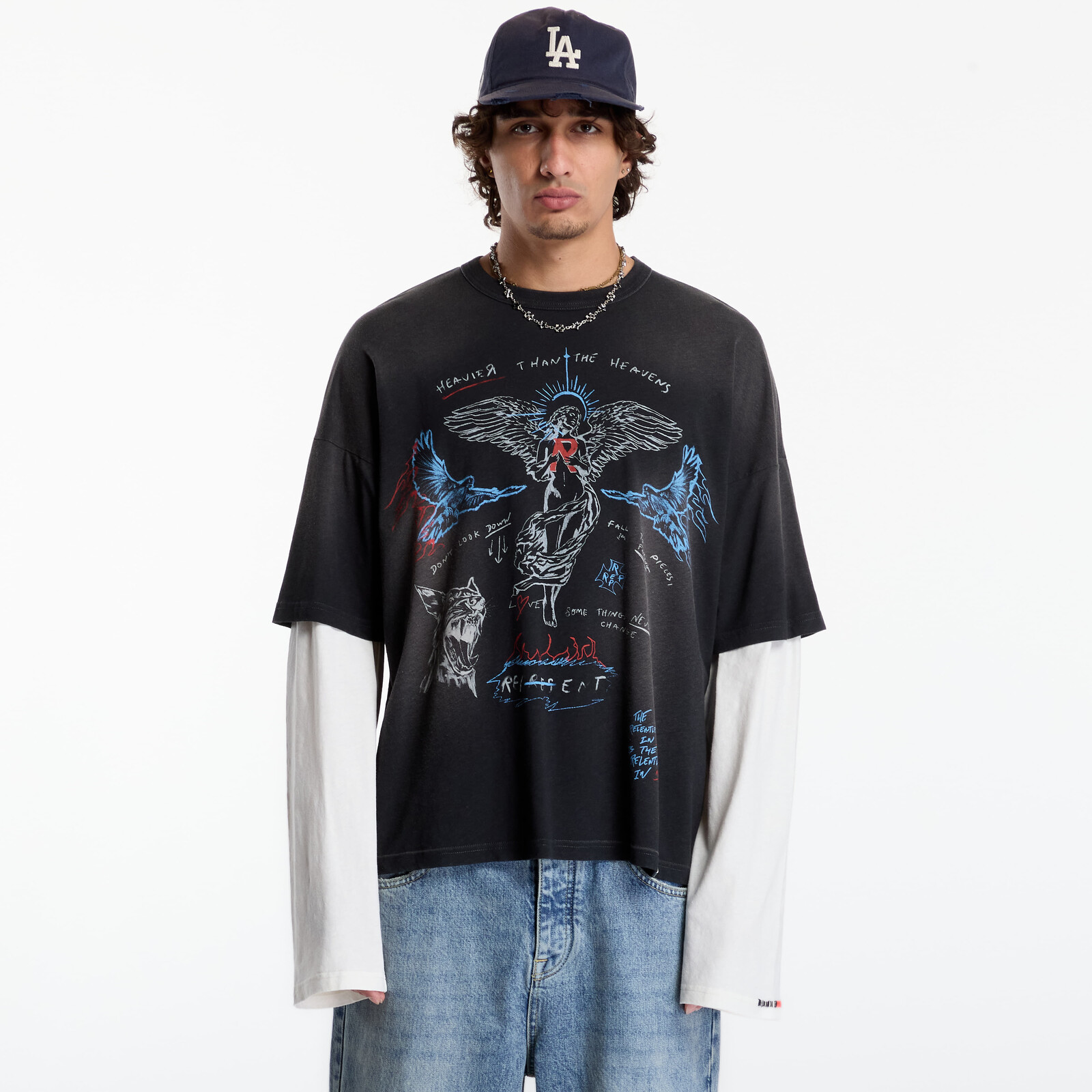 T-shirt Represent Heavier Than The Heavens Ls T-Shirt UNISEX Washed Black XL
