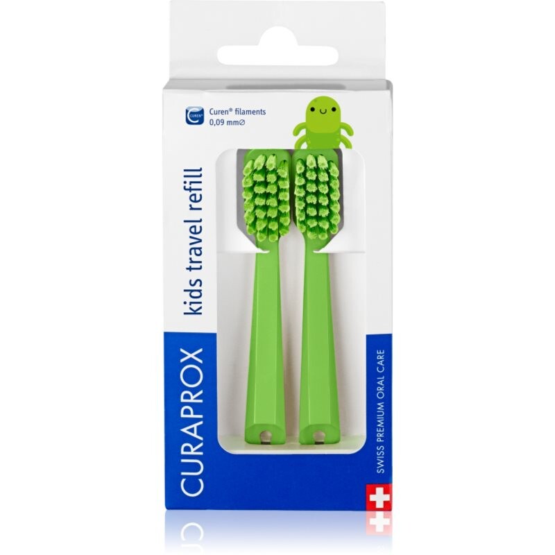 Curaprox Kids Travel refill spare heads for toothbrushes Green 2 pc