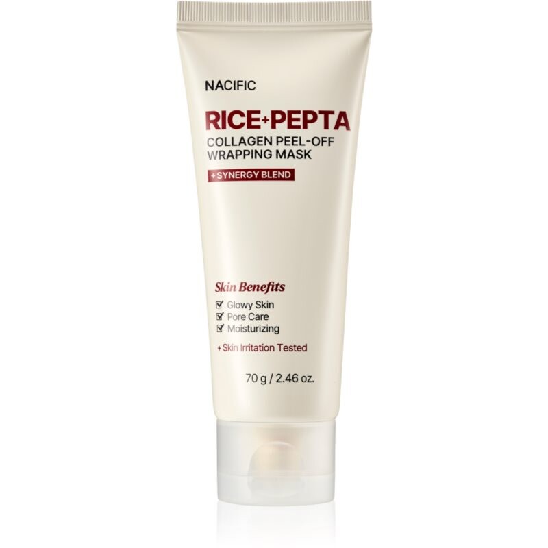 Nacific Rice + Pepta Collagen Peel-off Wrapping Mask hydrating face mask to even out skin tone 70 g