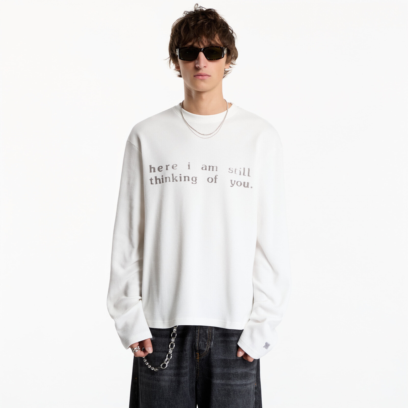 T-shirt MISBHV Here I Am Still Thinking Of You Waffle Longsleeve UNISEX Off White XXL