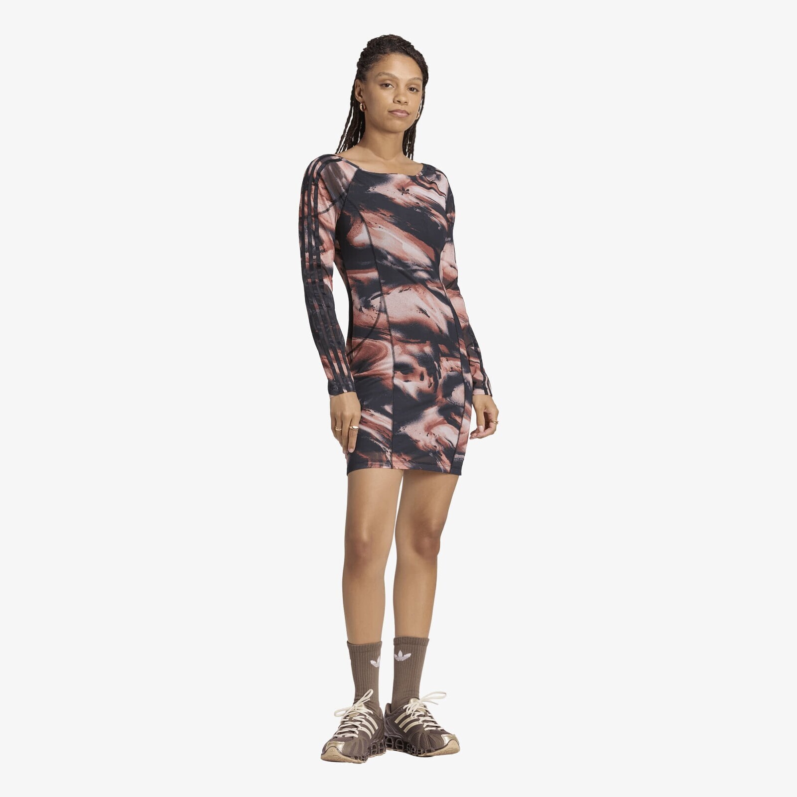 adidas Graphic Mini Dress Vermillion/ Crystal Linen/ Aurora Coffee L