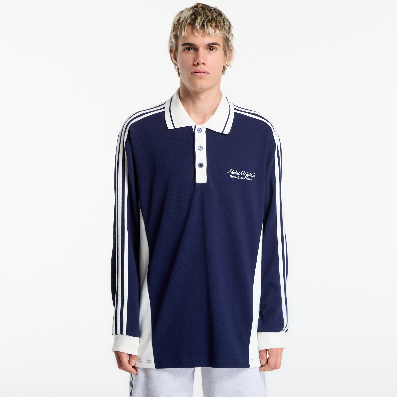 T-shirt adidas Polo Ls M Night Indigo/ Off White XL