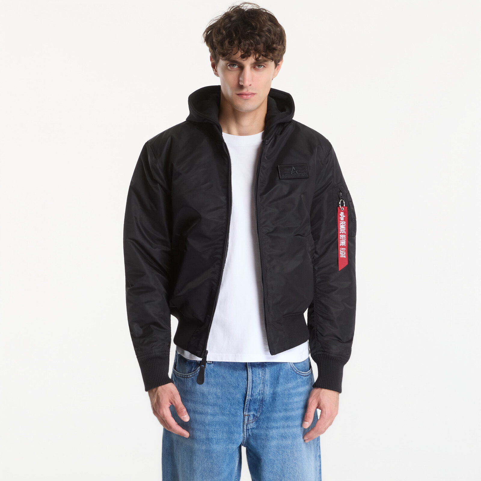 Jacket Alpha Industries MA-1 Zip Hood Backprint Black/ Reflective M