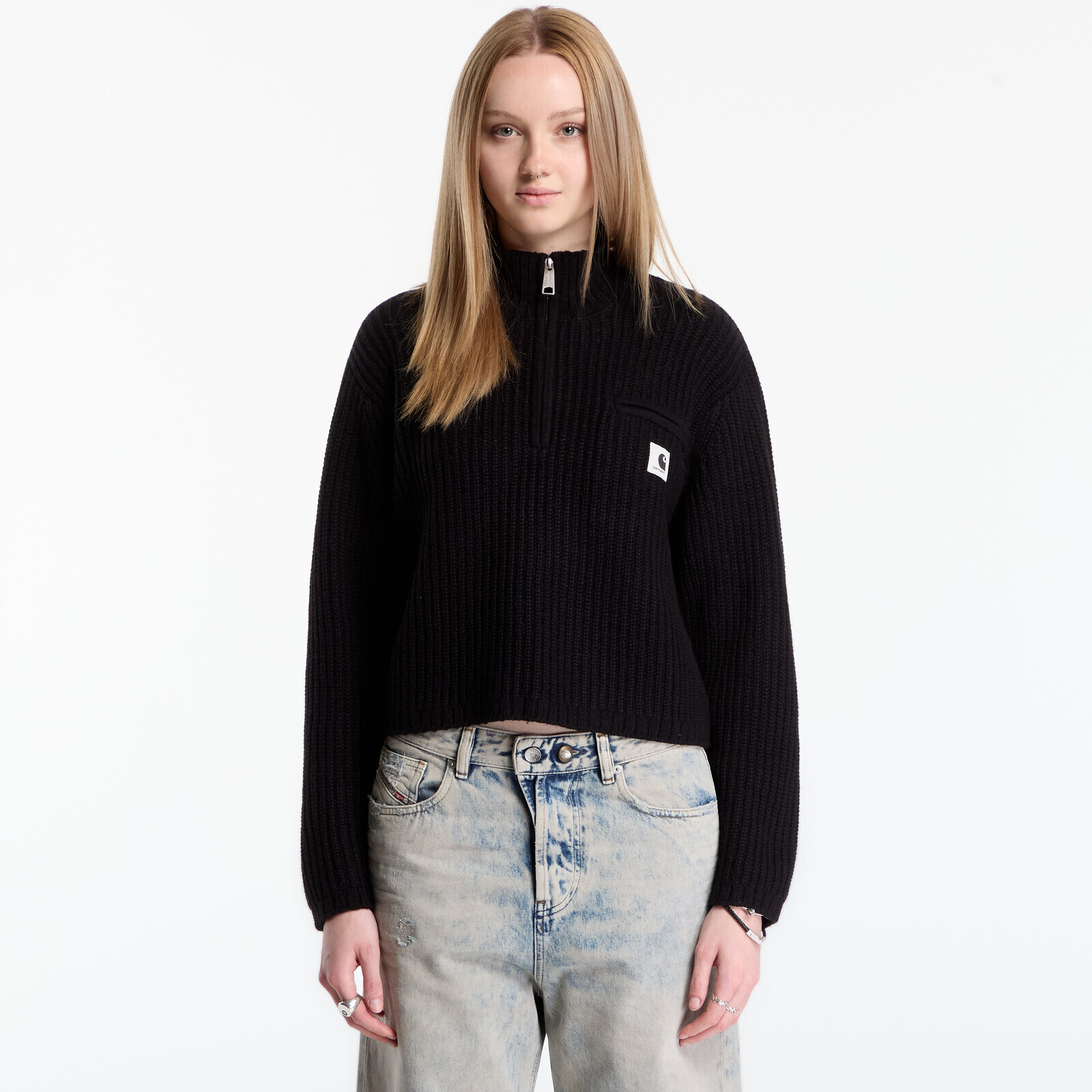 Sweater Carhartt WIP W' Detroit Half Zip Sweater Black M