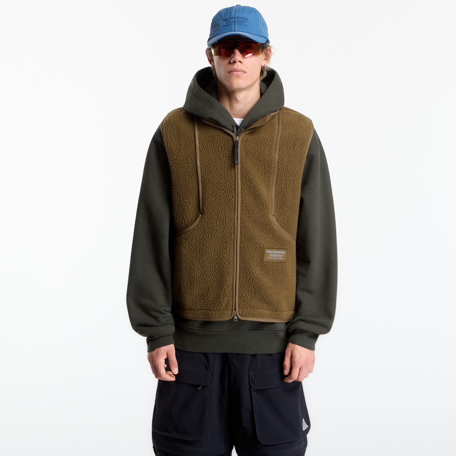 Pas Normal Studios Off-Race Pile Fleece Vest Deep Olive L