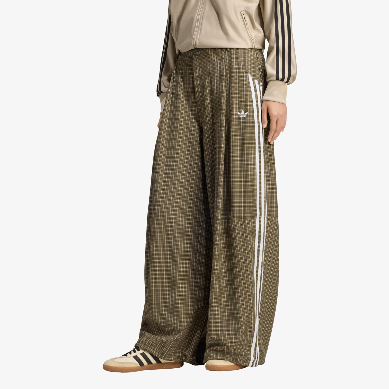 Pants adidas Badigirl Checks Trouser Loose Pants Olive Strata/ Wonder Beige/ Aurora Coffee XL