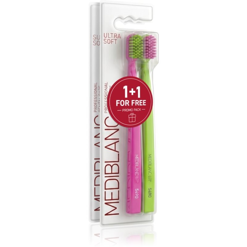 MEDIBLANC Set TB Ultra Soft Pink Green + Super Soft Dpink Blue Duopack toothbrushes