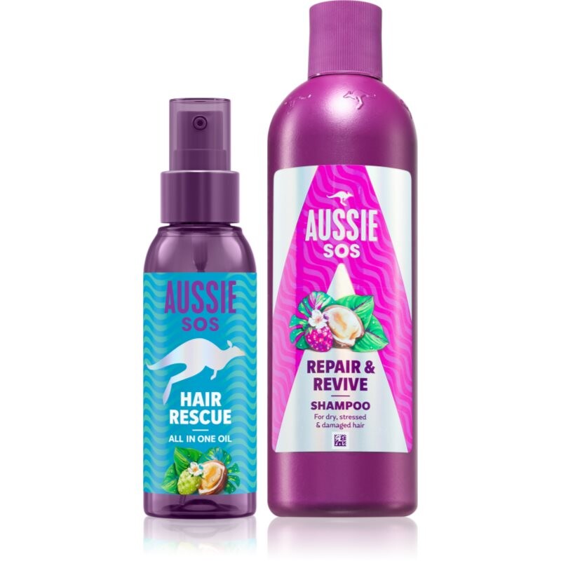 Aussie SOS Hair Rescue & Repair & Revive set for dry, stressed hair