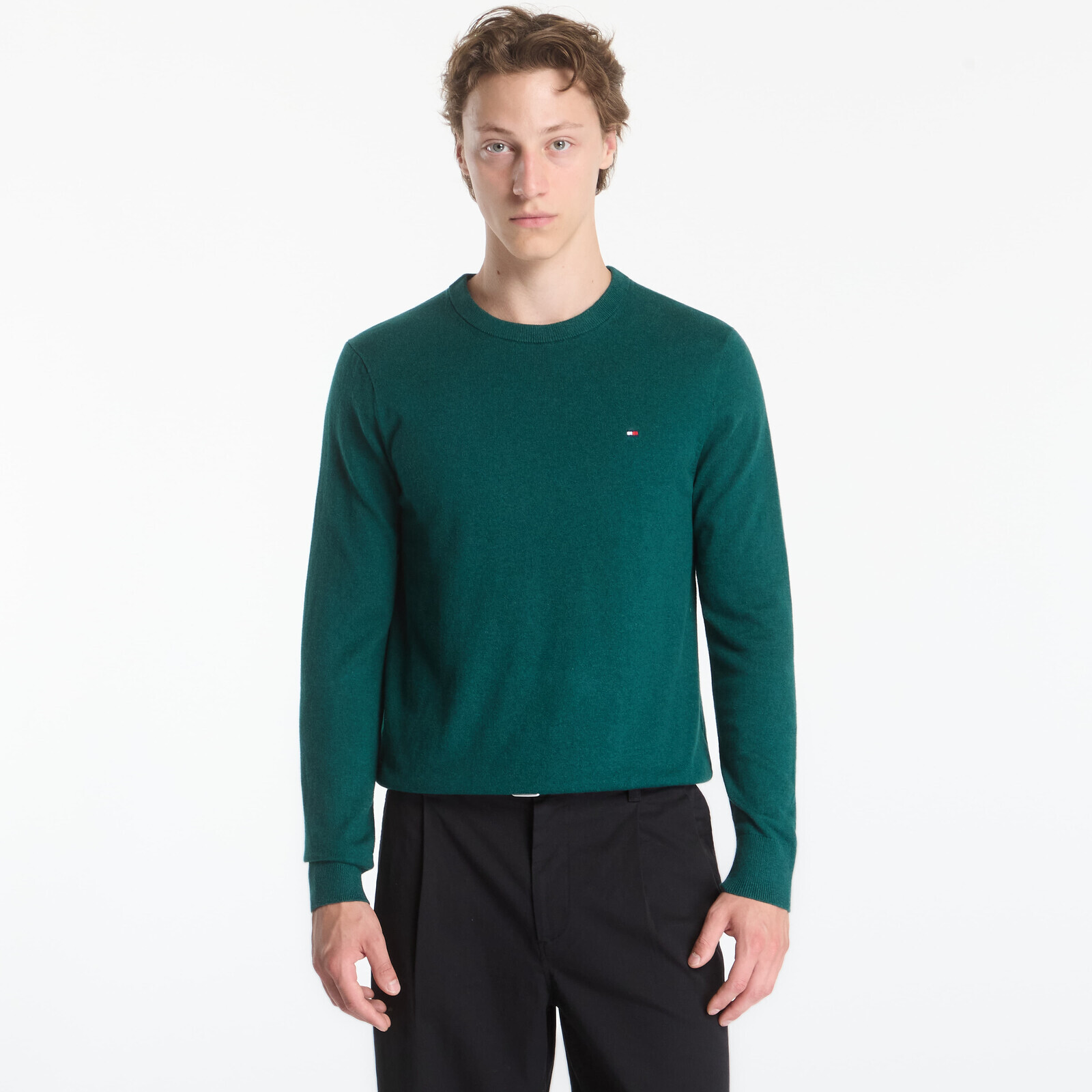 Sweater Tommy Hilfiger Pima Organic Cotton Cashmere Crew Neck Ornamental Green Heather XL
