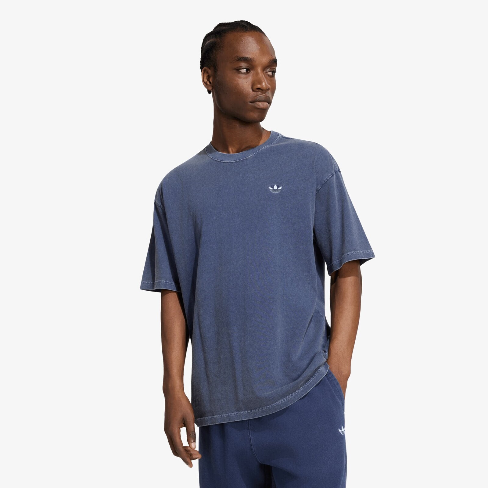 T-shirt adidas Trefoil Essentials Washed Loose Dropped Shoulder T-Shirt Dark Blue XL