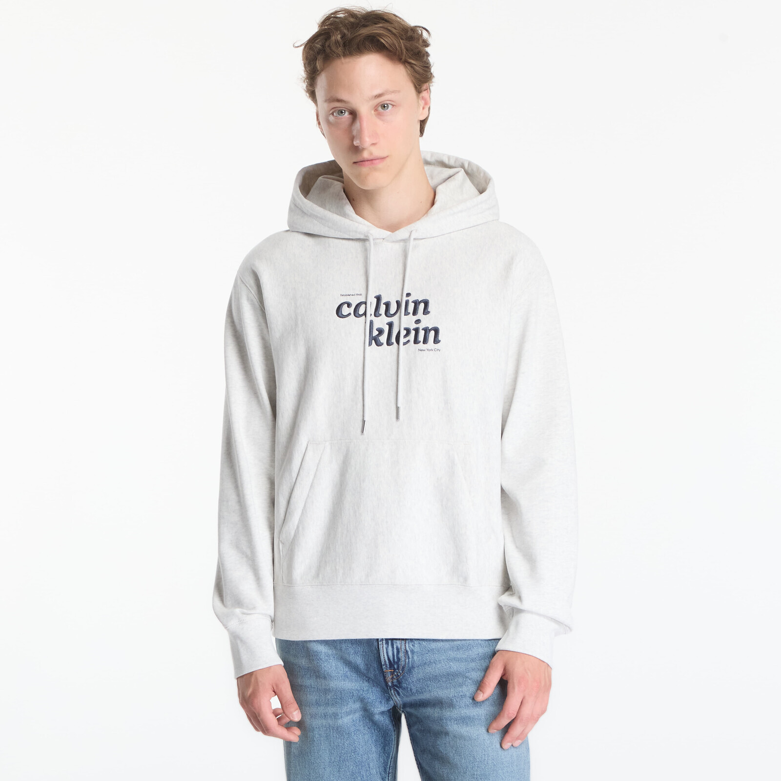 Sweatshirt Calvin Klein Jeans Ls Premium Terry Graphic Hoodie Snowy Heather XL