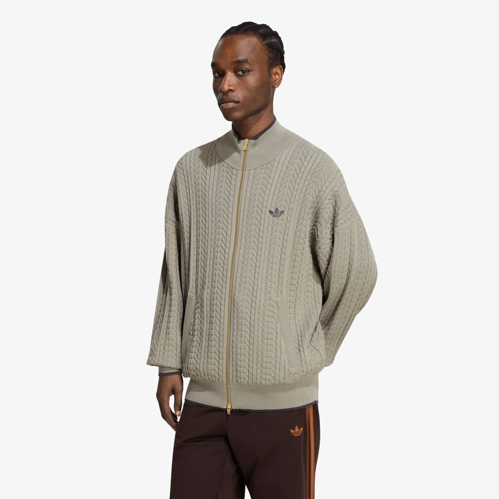 Sweater adidas Firebird Cable Knit Track Top Silver Pebble S