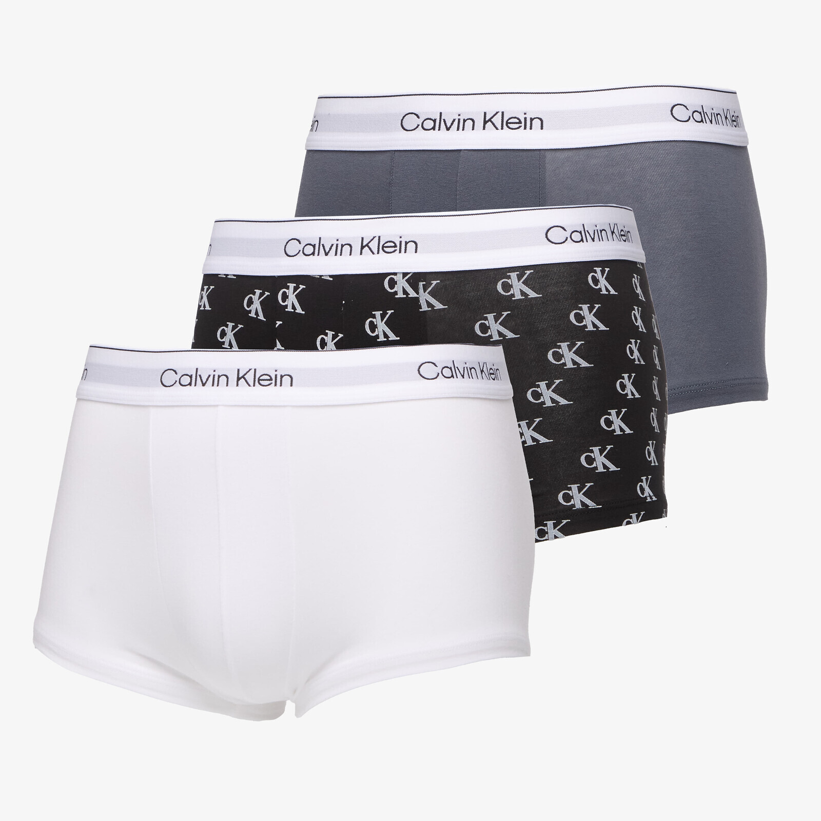 Calvin Klein Low Rise Trunk 3Pk White/ Collegiate Logo Back/ Turbule S