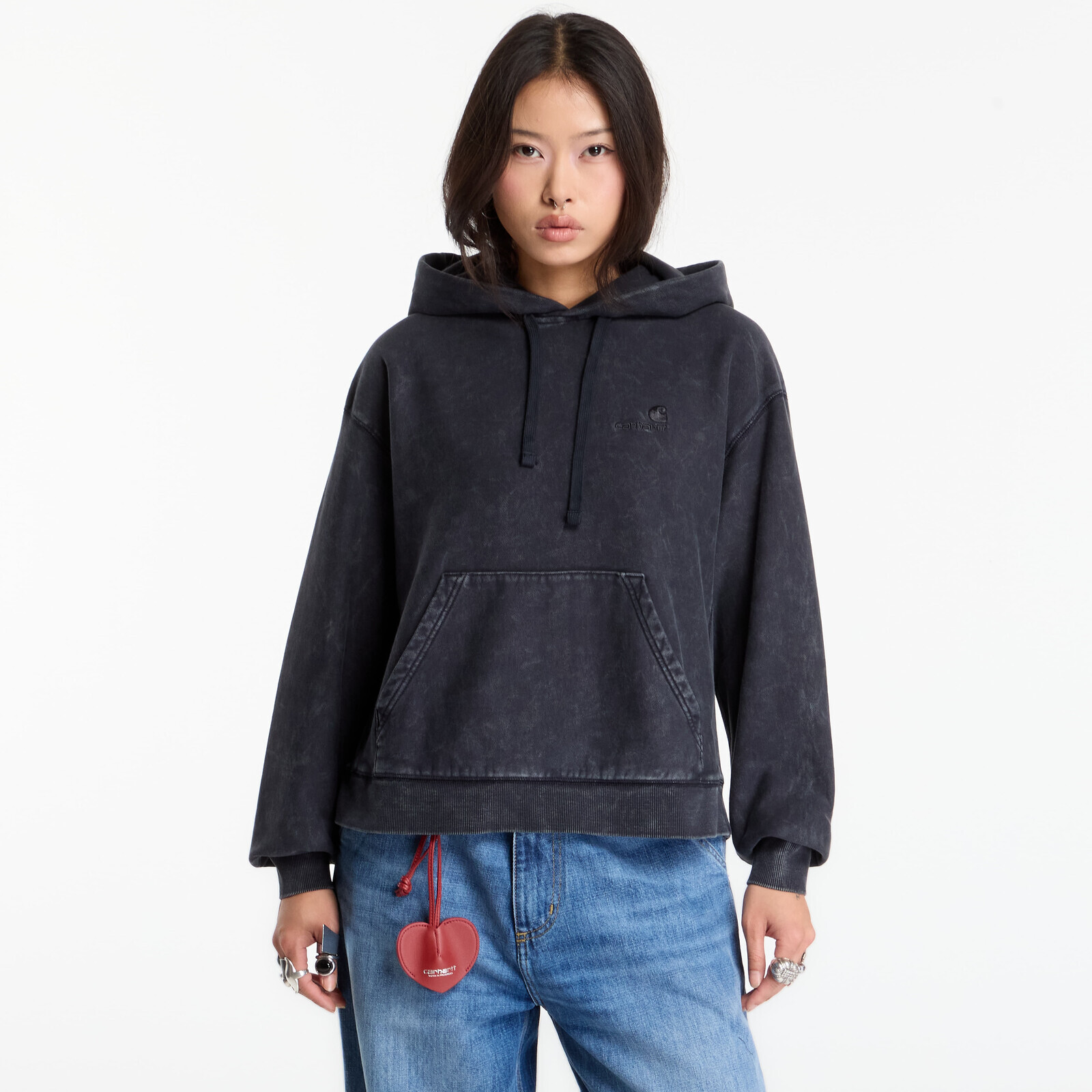 Sweatshirt Carhartt WIP W' Hooded Lambert Sweat Black Moon Wash XS