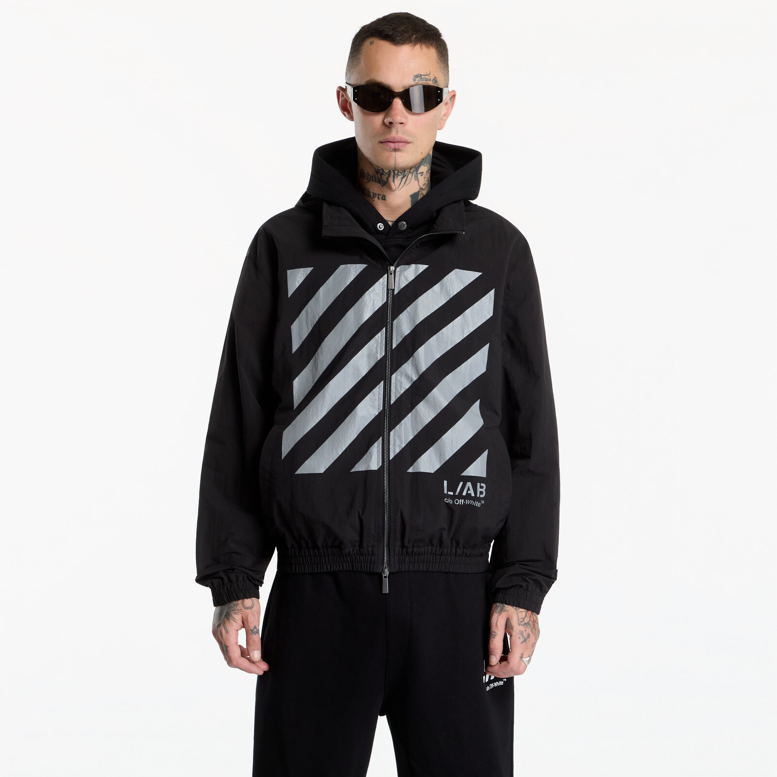 Jacket L/AB c/o Off-White™ Reflective Diag Windbreaker Jacket Black XL