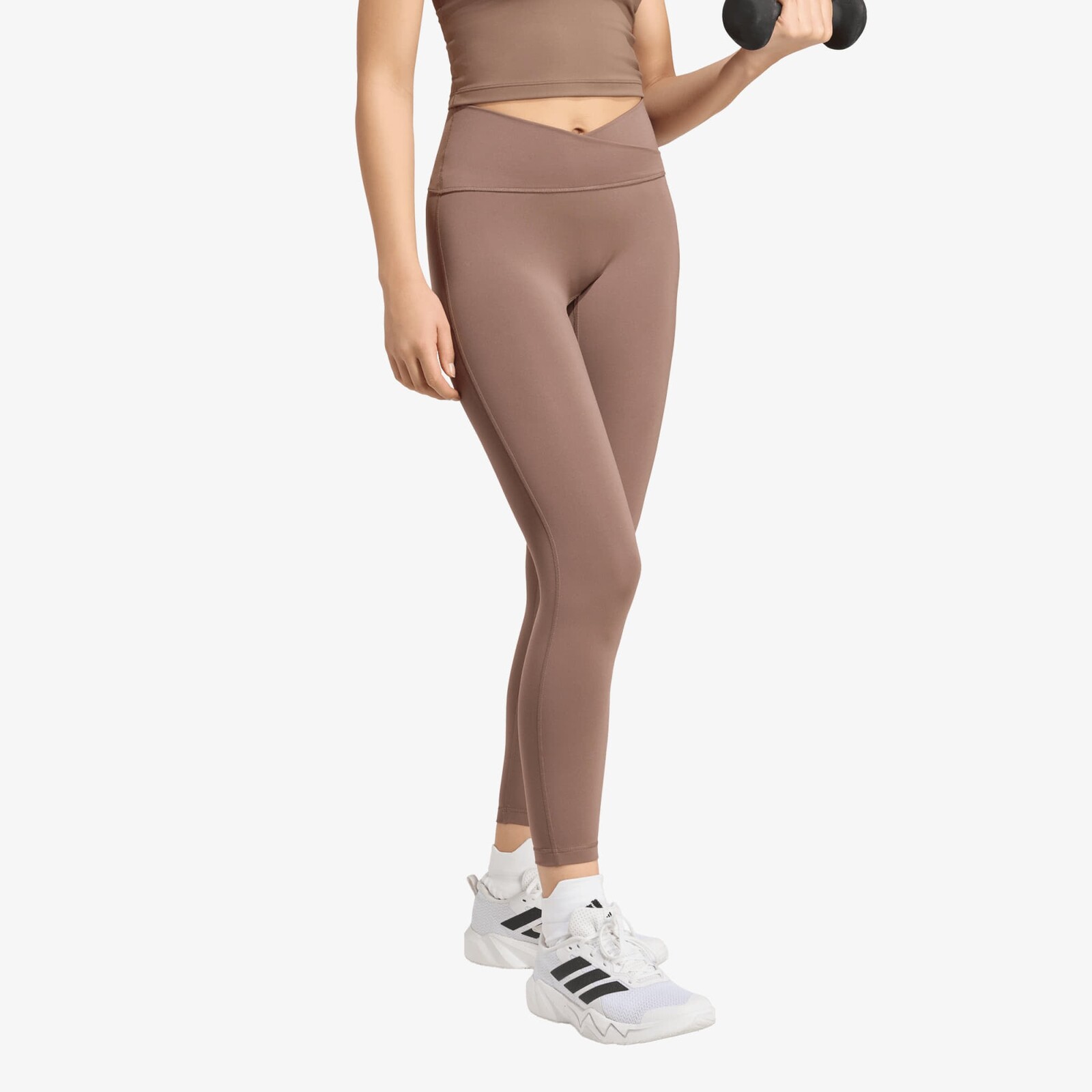 Pants adidas 3 Stripes Studio All Me 7/8 X-Over Leggings Earth Strata XL