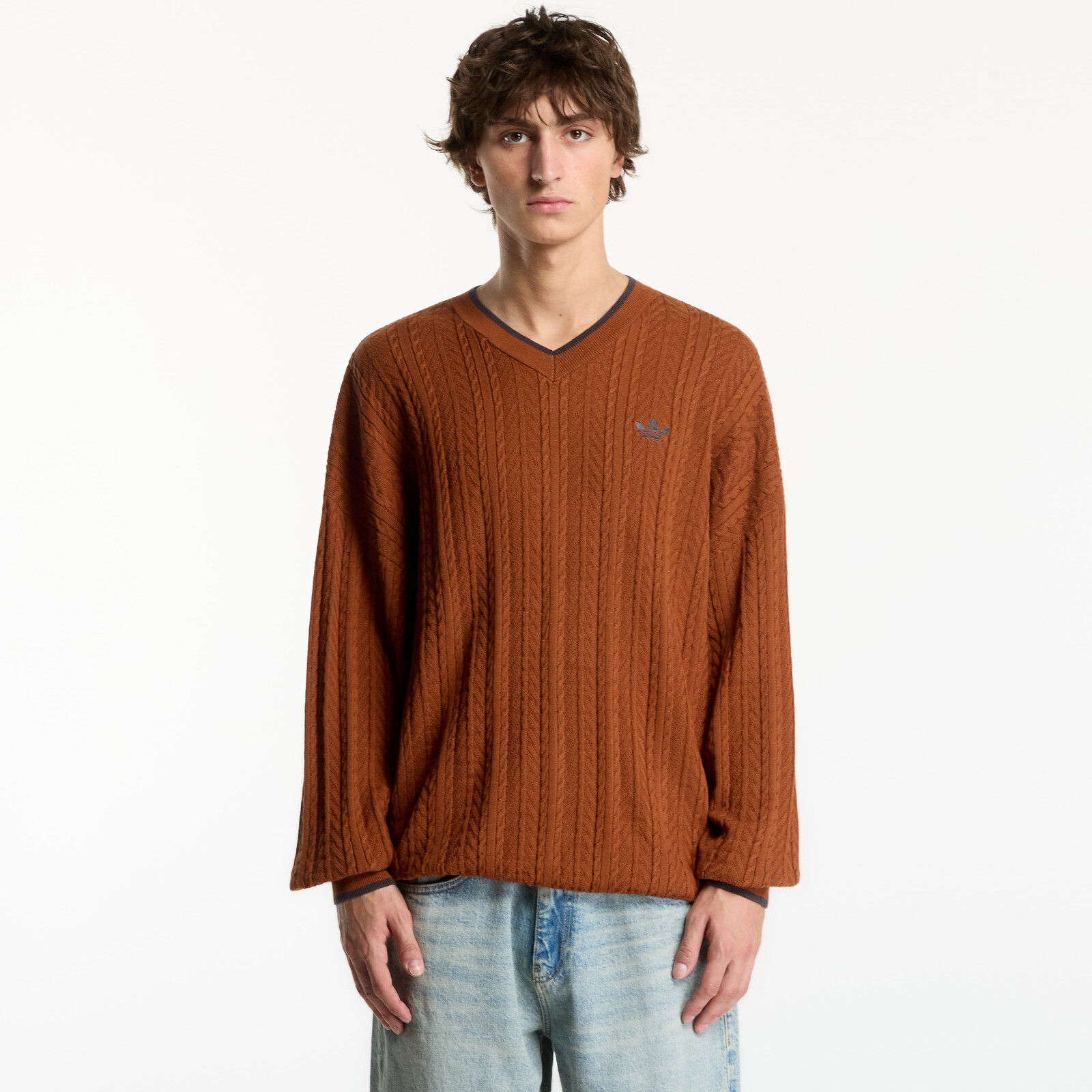 Sweater adidas Cable Knit Crewneck Sweatshirt Dusky Bronze L