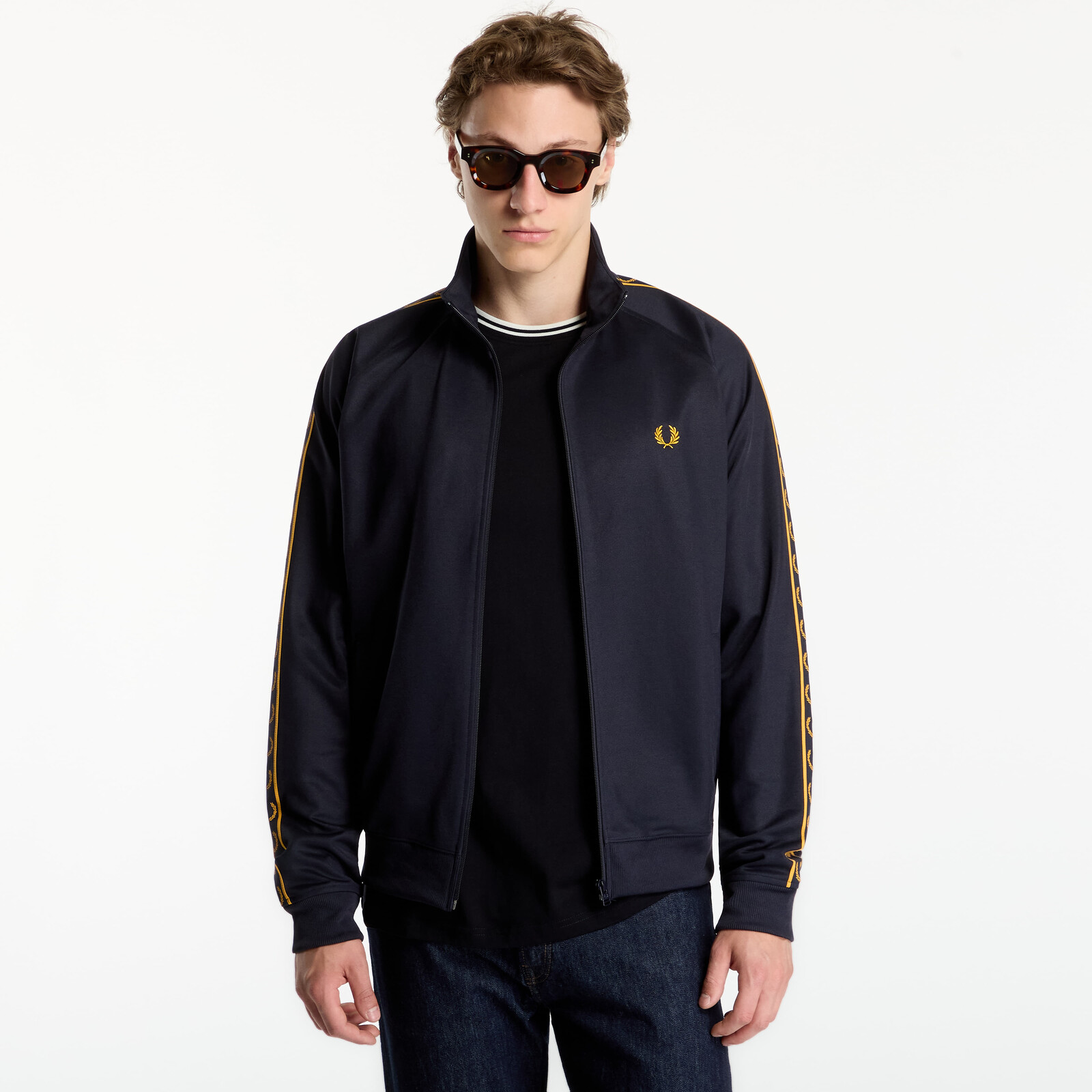 Sweatshirt FRED PERRY Contrast Tape Track Jacket Navy L
