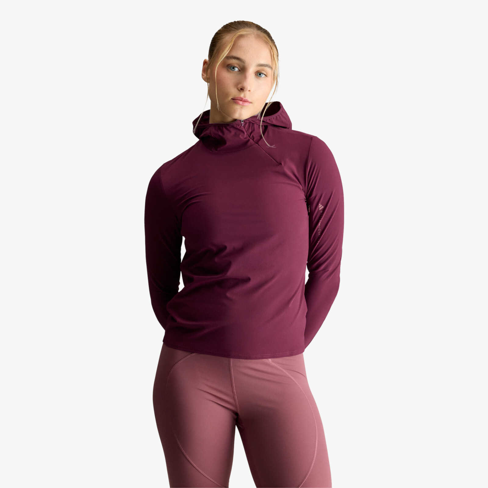 Sweatshirt adidas by Stella McCartney Running Hybrid Open-Back Hooded Long Sleeve Maroon M