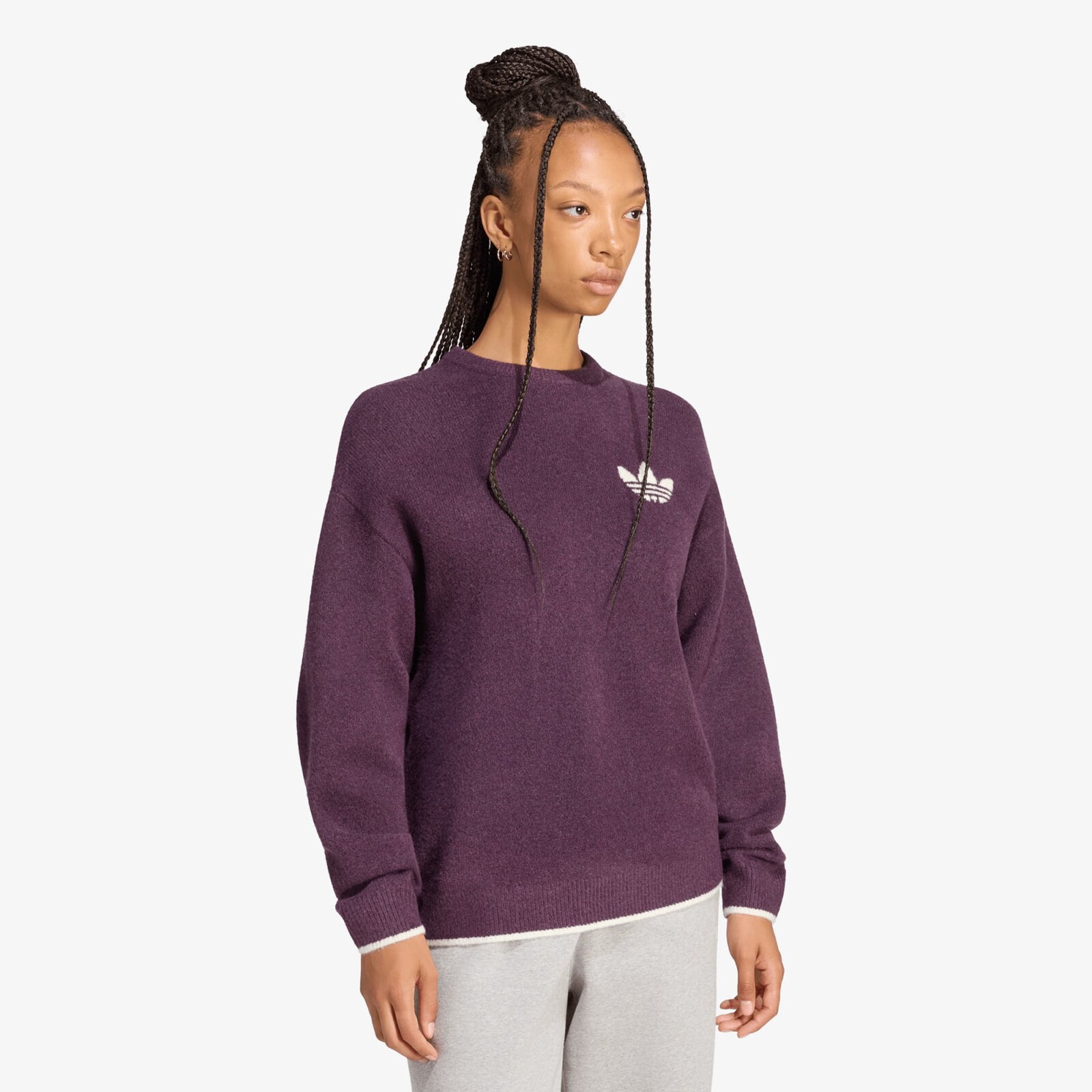 Sweater adidas Ess Knit Tipping Crew Noble Red/ Cream White XS