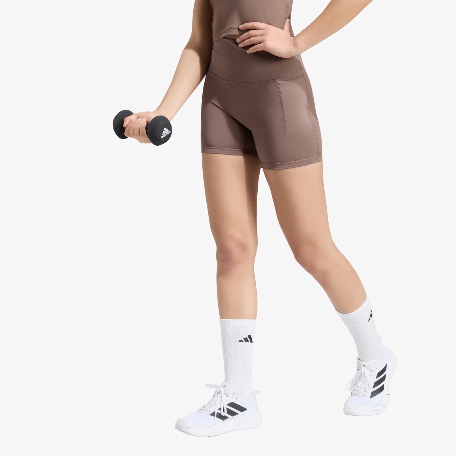 adidas 3 Stripes Studio All Me Booty Short Leggings Earth Strata S/5