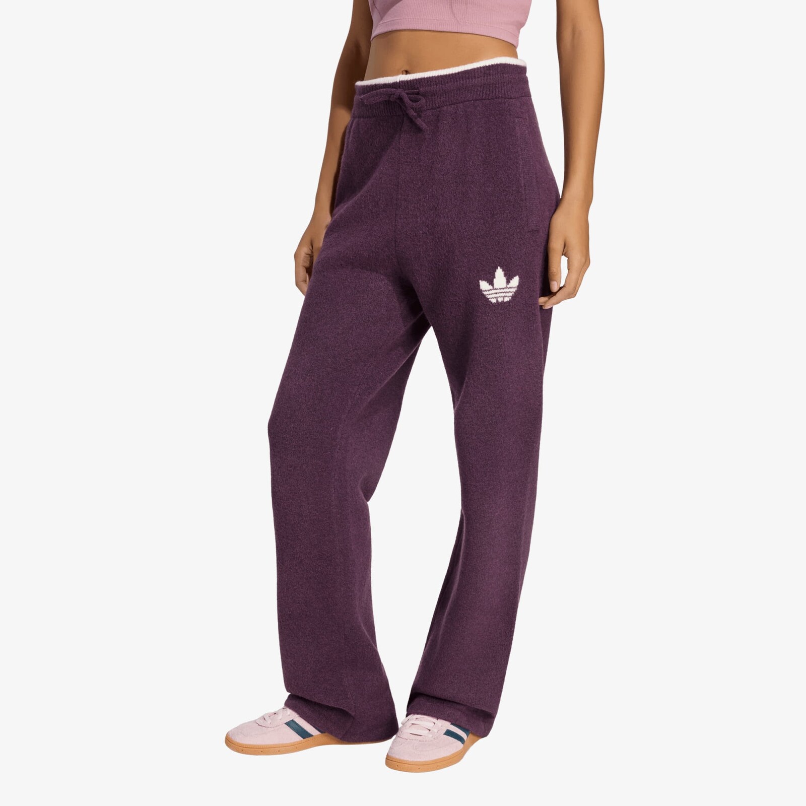 Pants adidas Ess Knit Tipping Pants Noble Red/ Cream White XS