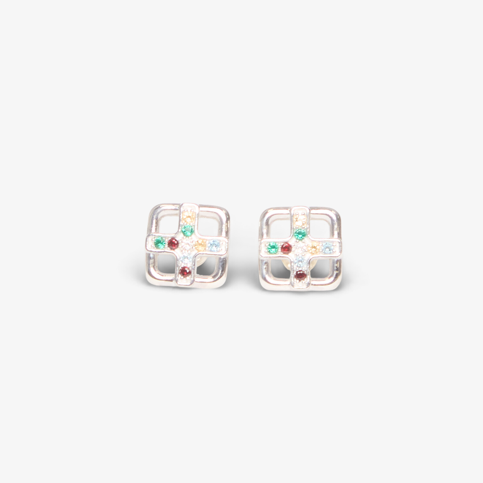 MAPLE Cross Earrings Silver 925 / Topaz Universal